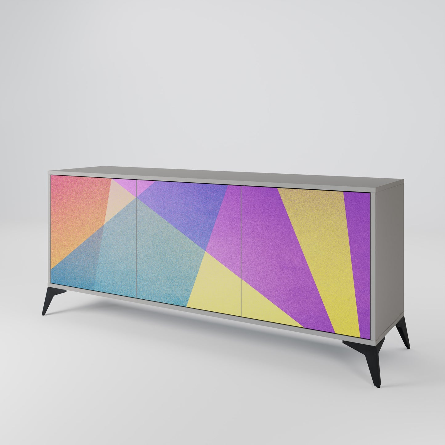 BRIGHT GEOMETRY 3-Door Sideboard in Grey Finish