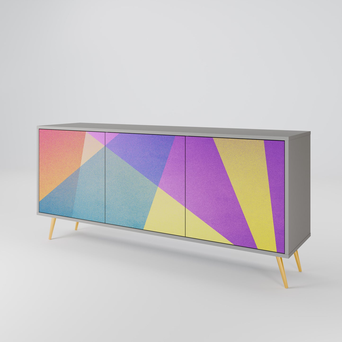 BRIGHT GEOMETRY 3-Door Sideboard in Grey Finish