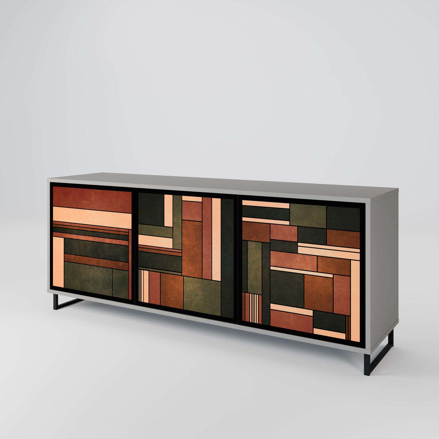 FIGURES OF NATURE 3-Door Sideboard in Grey Finish