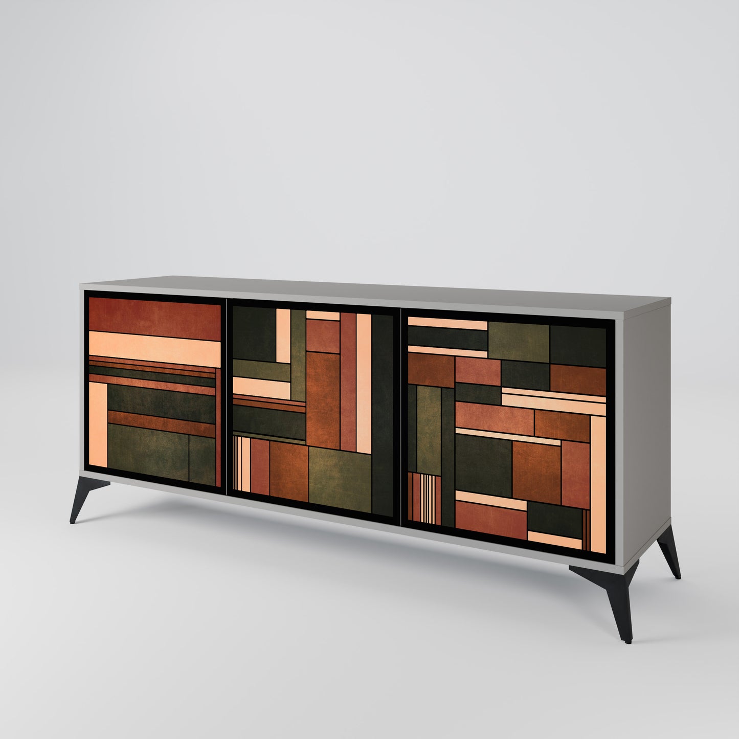 FIGURES OF NATURE 3-Door Sideboard in Grey Finish