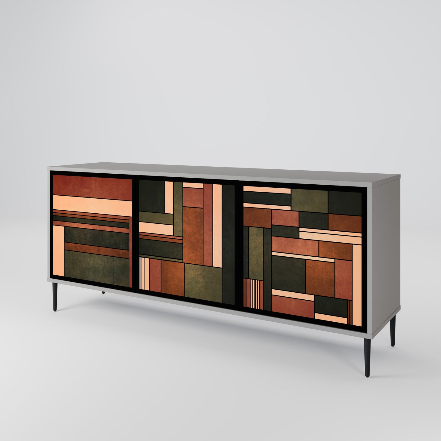 FIGURES OF NATURE 3-Door Sideboard in Grey Finish