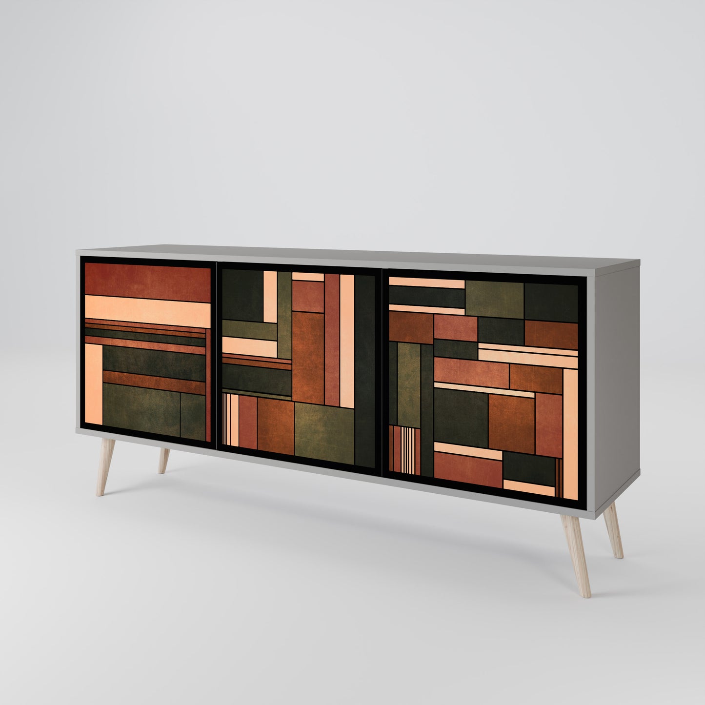 FIGURES OF NATURE 3-Door Sideboard in Grey Finish