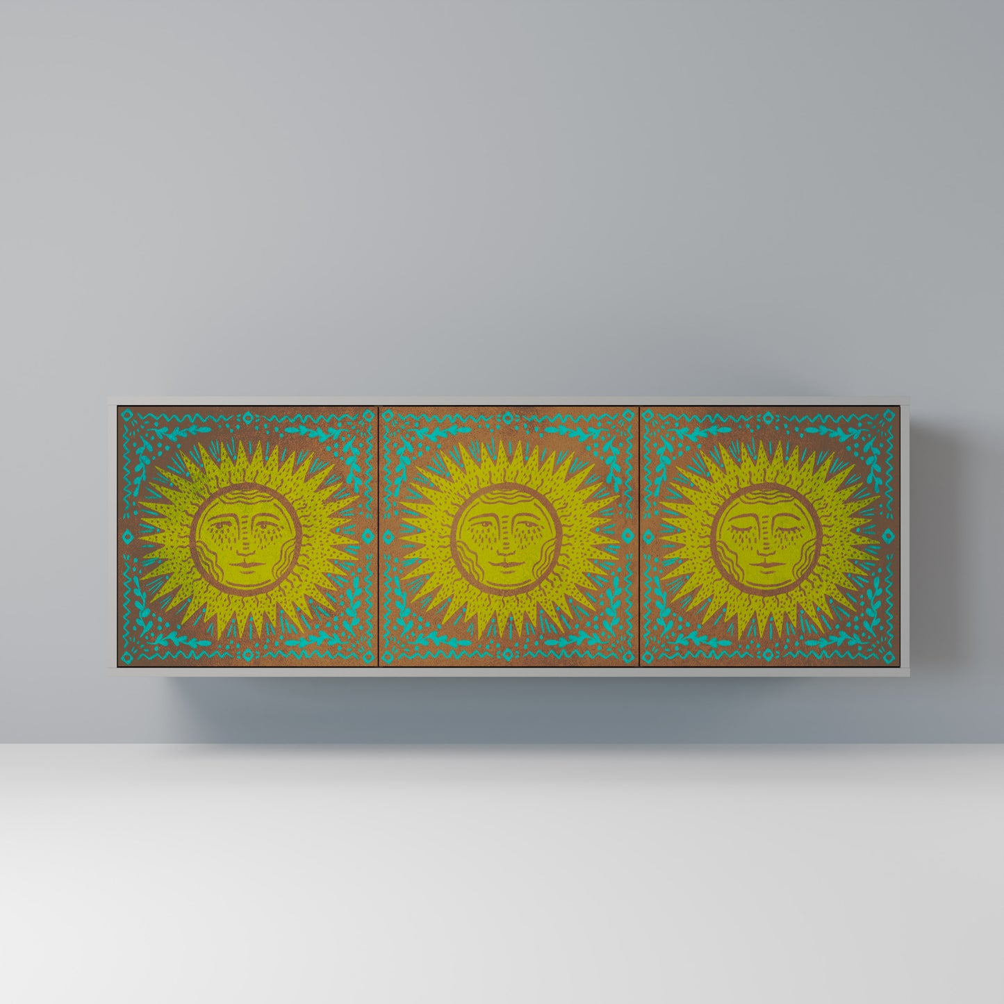 SUNSHINE EULOGY 3-Door Sideboard in Grey Finish