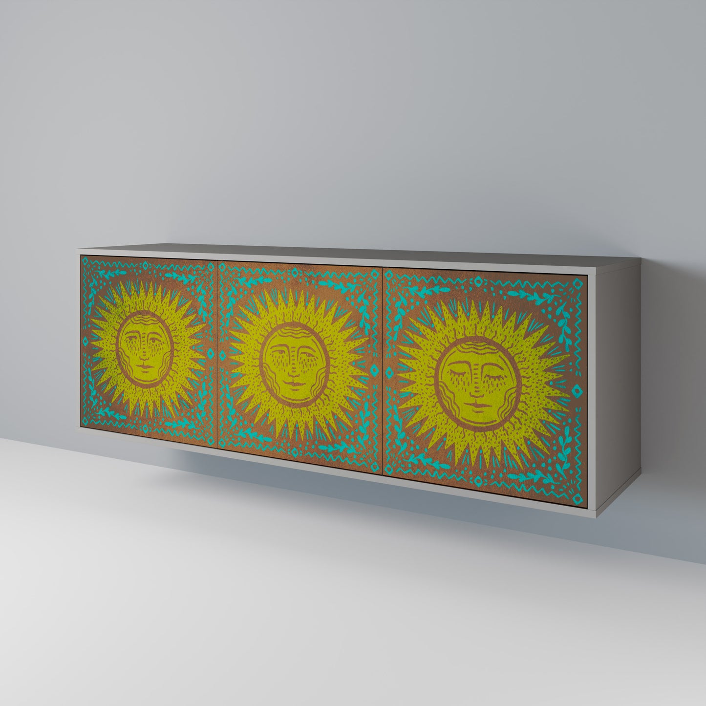 SUNSHINE EULOGY 3-Door Sideboard in Grey Finish