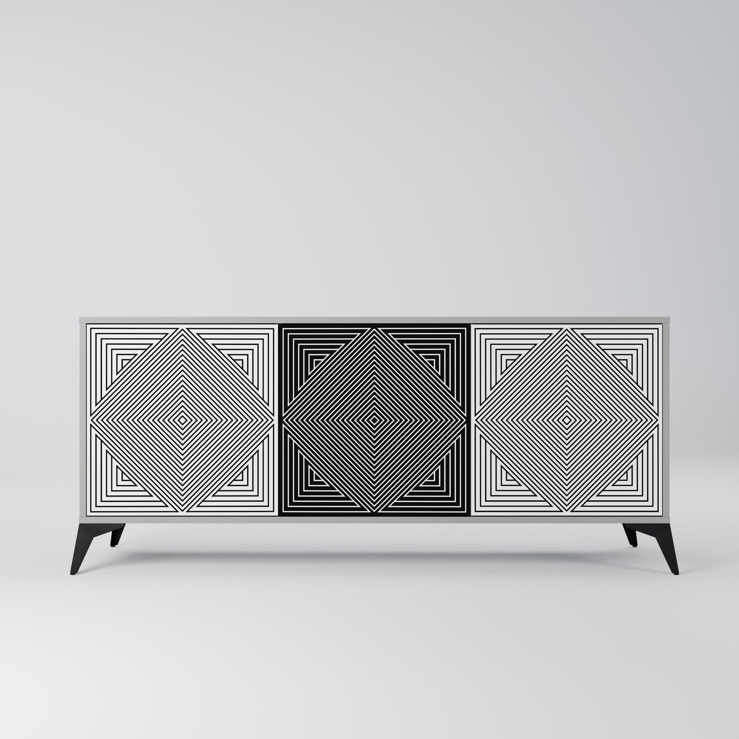 POLYGON ILLUSION 3-Door Sideboard in Grey Finish