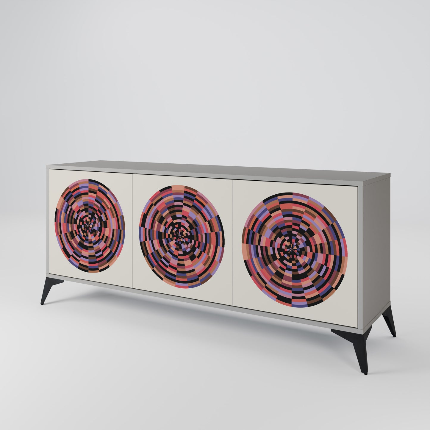 BROWN CIRCLES 3-Door Sideboard in Grey Finish