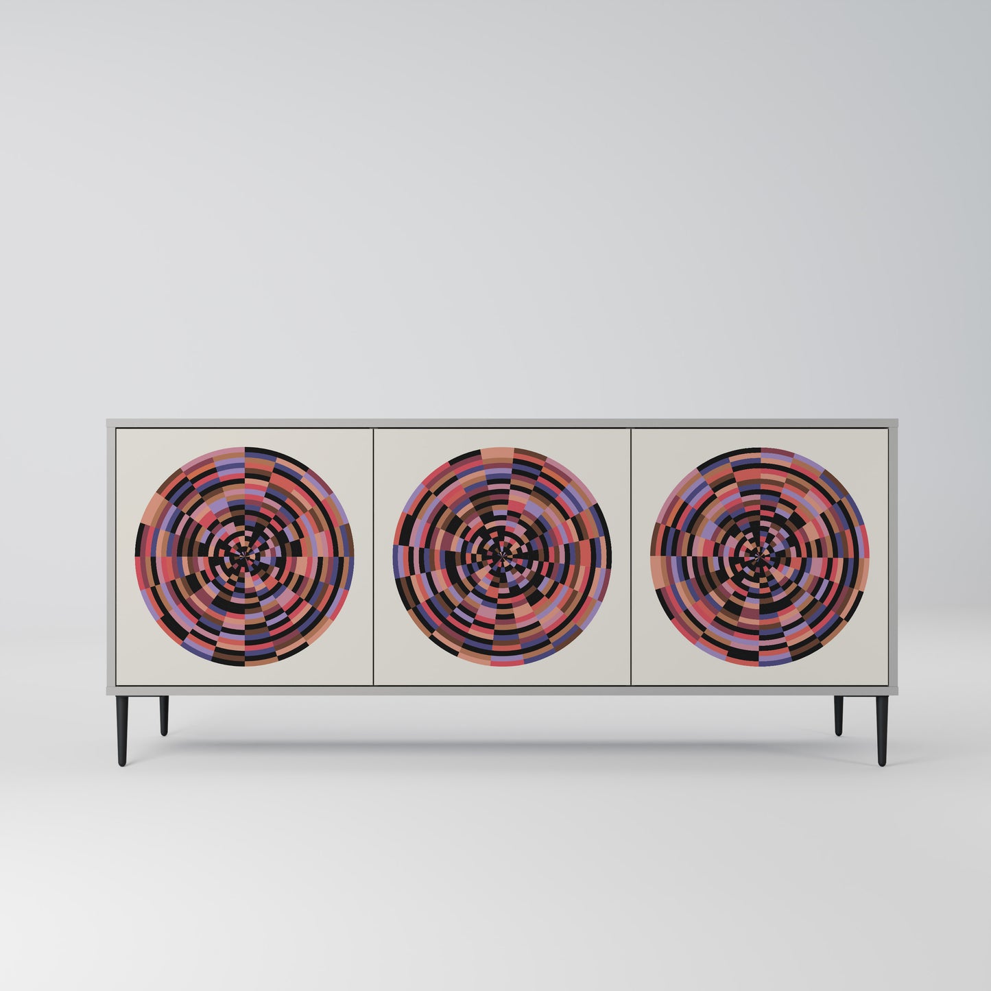 BROWN CIRCLES 3-Door Sideboard in Grey Finish