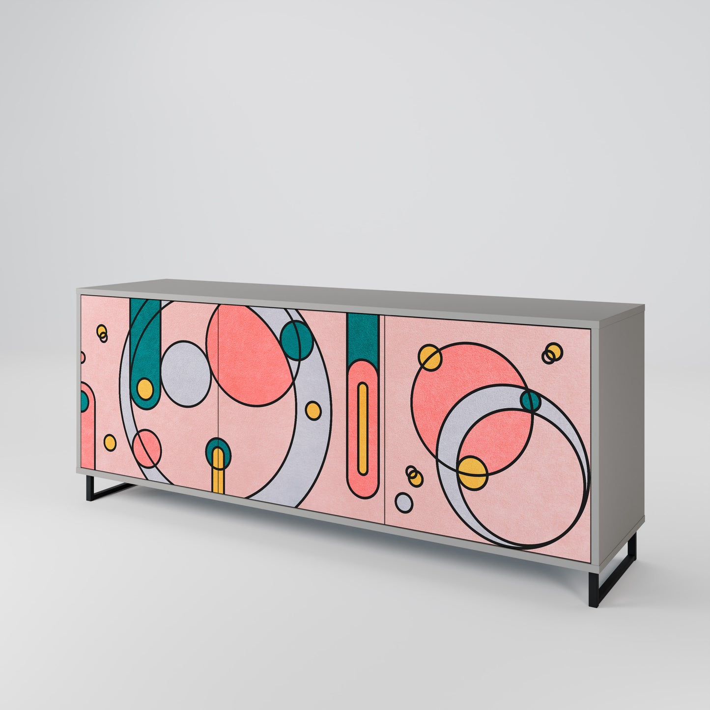 GOSSAMER ECHOES 3-Door Sideboard in Grey Finish