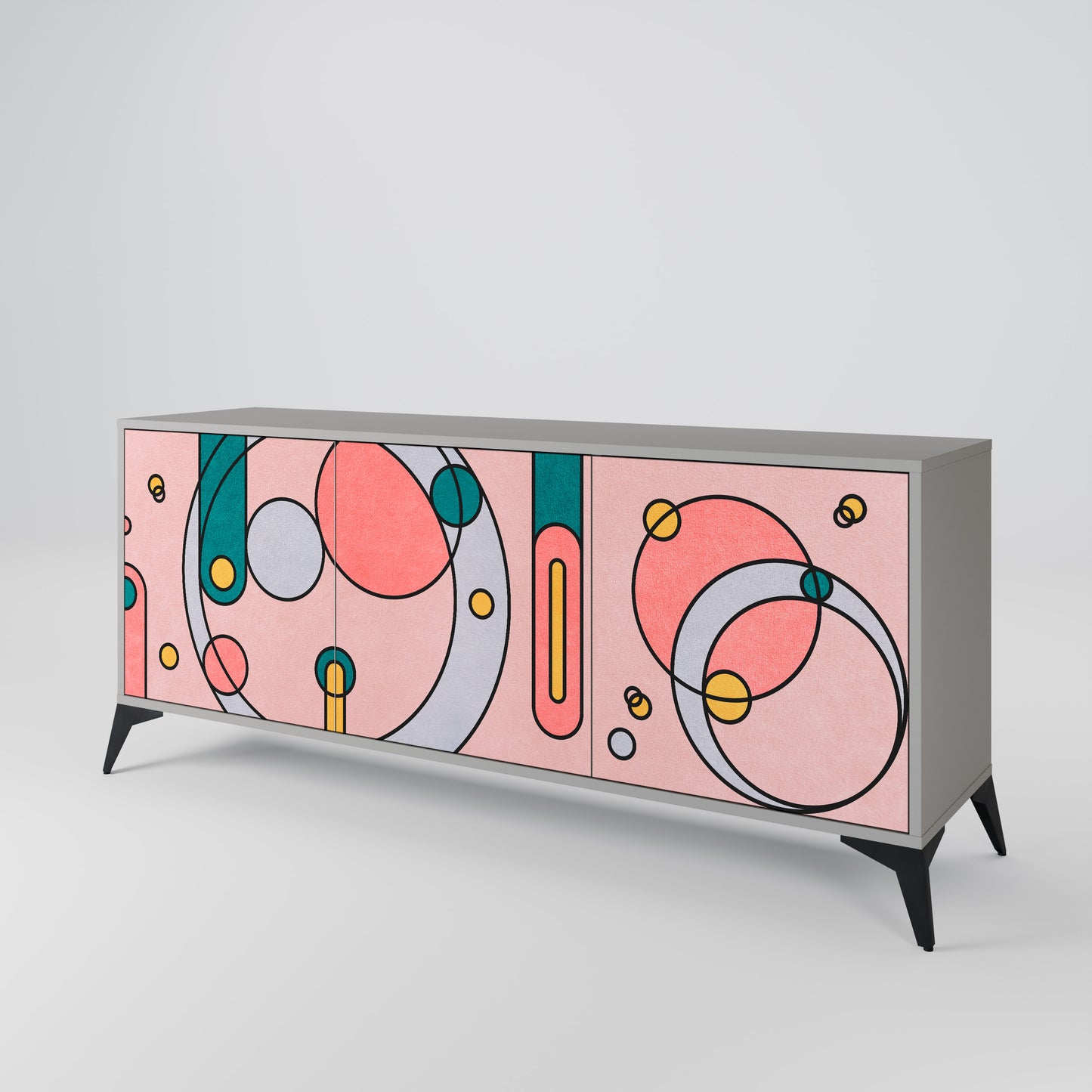 GOSSAMER ECHOES 3-Door Sideboard in Grey Finish