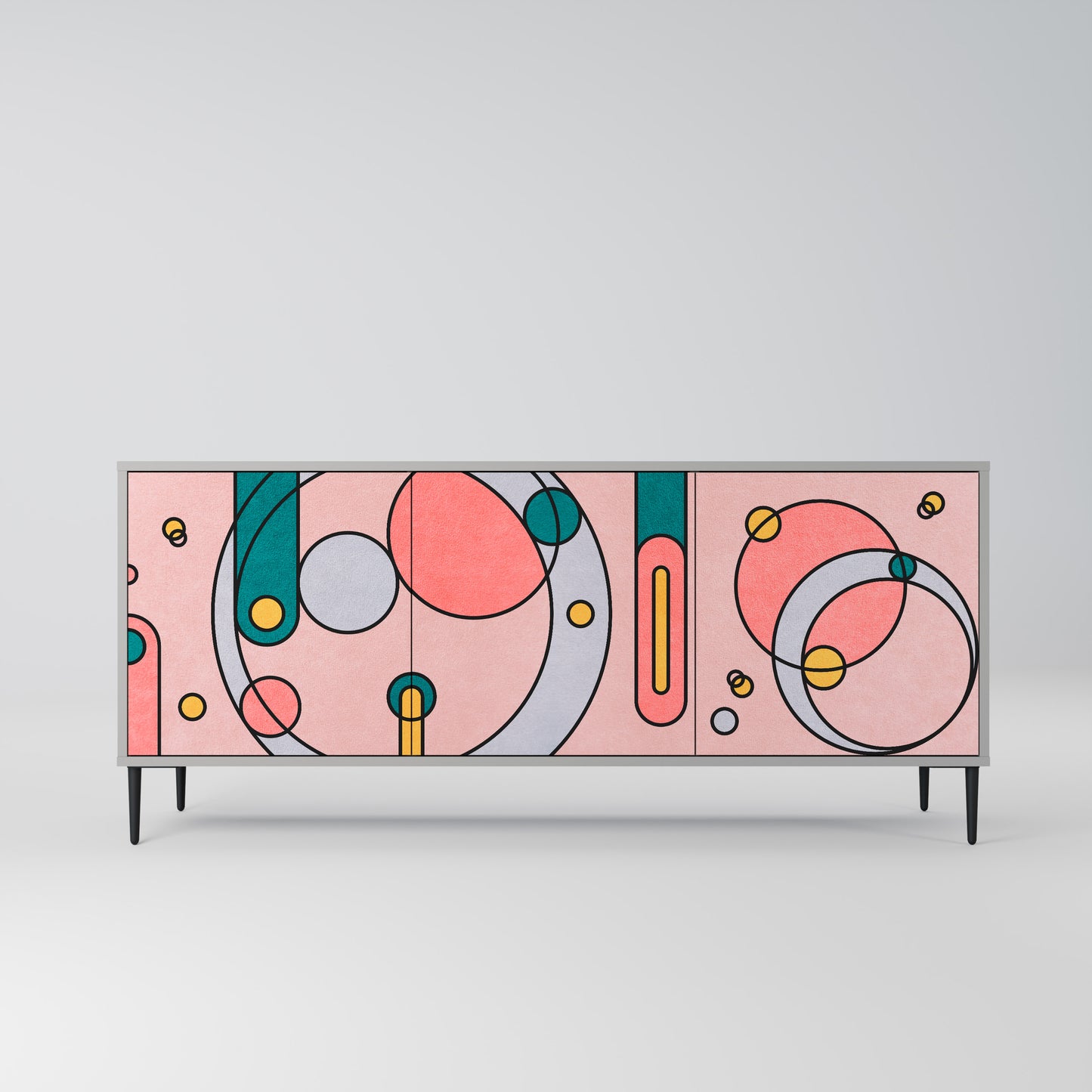 GOSSAMER ECHOES 3-Door Sideboard in Grey Finish
