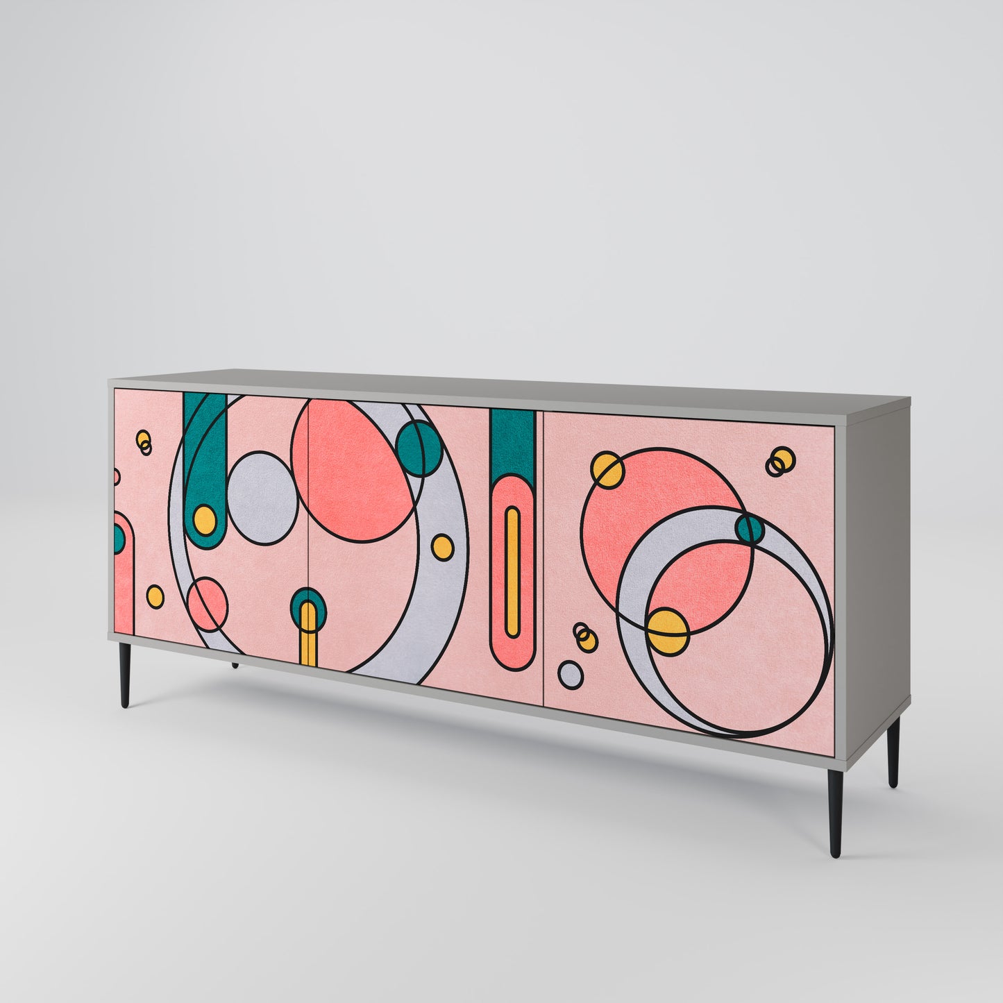 GOSSAMER ECHOES 3-Door Sideboard in Grey Finish