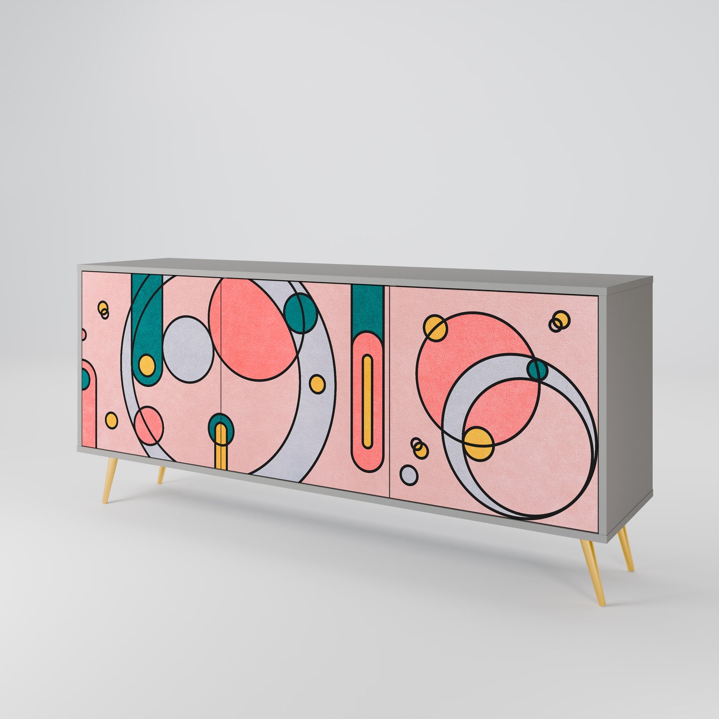 GOSSAMER ECHOES 3-Door Sideboard in Grey Finish