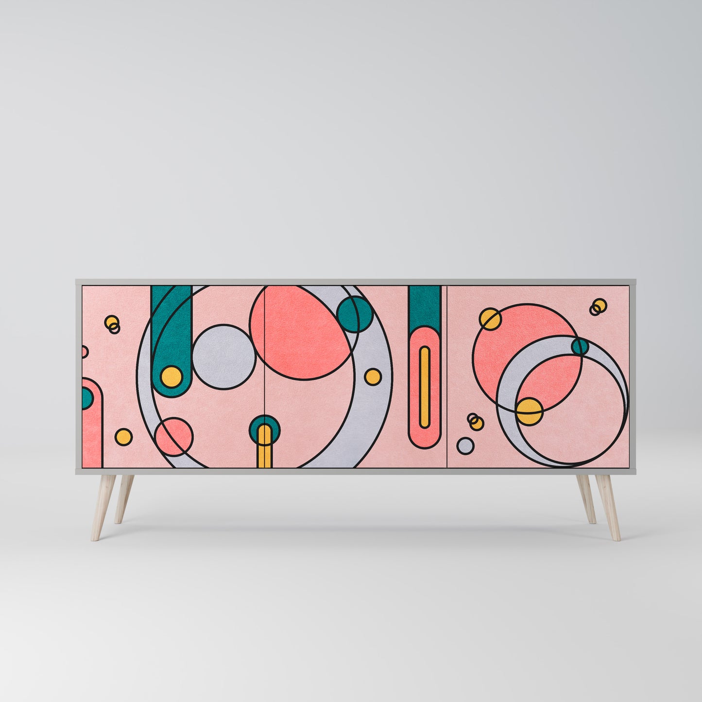 GOSSAMER ECHOES 3-Door Sideboard in Grey Finish