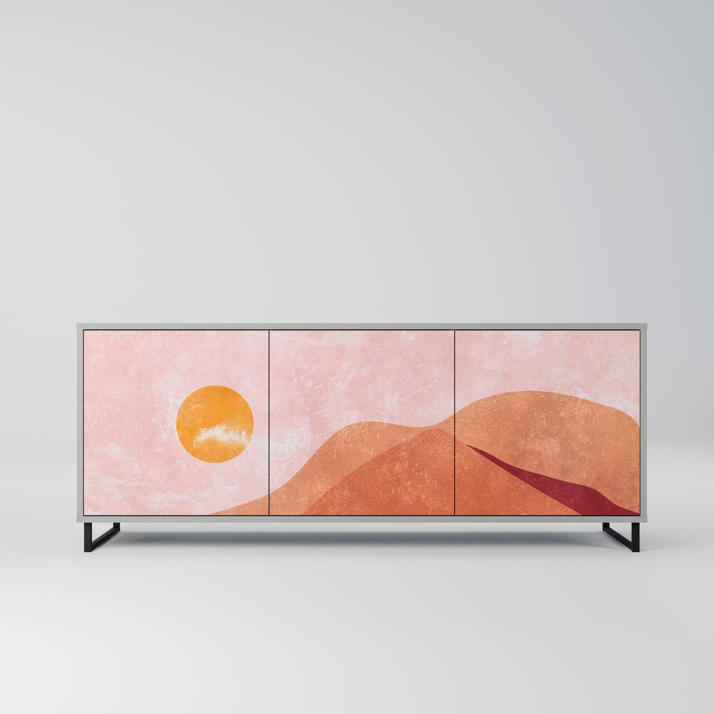 LUMINOUS SUNLIGHT 3-Door Sideboard in Grey Finish