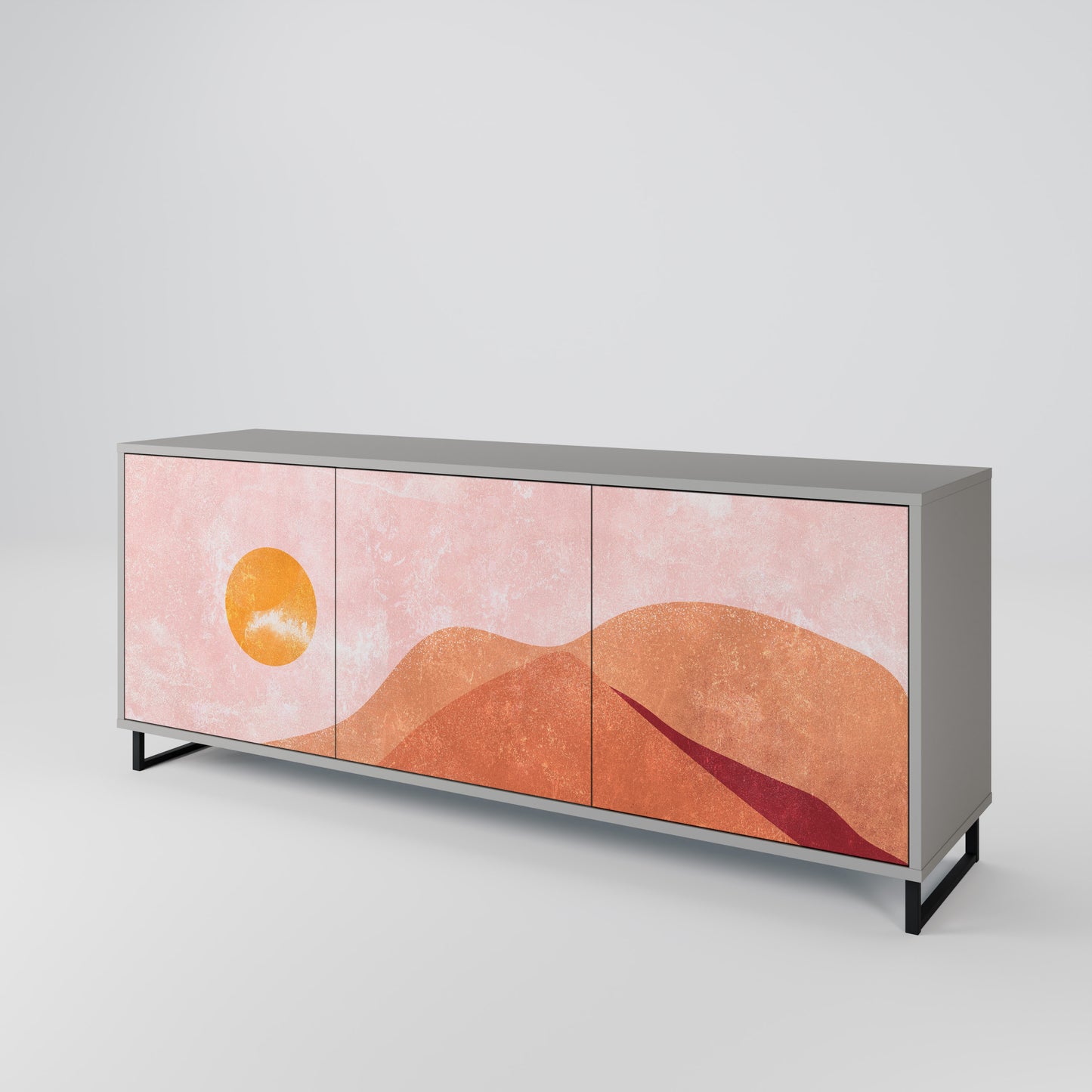LUMINOUS SUNLIGHT 3-Door Sideboard in Grey Finish