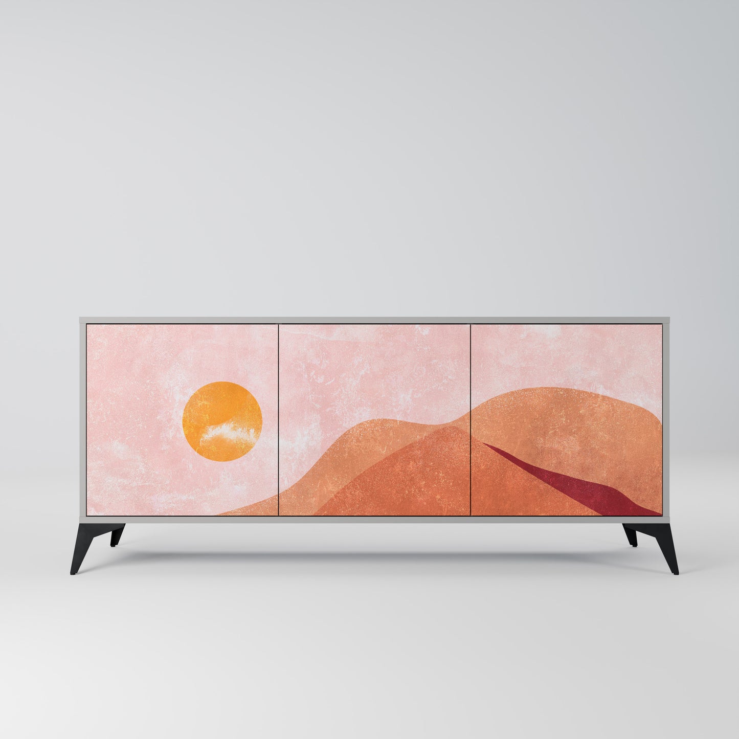 LUMINOUS SUNLIGHT 3-Door Sideboard in Grey Finish