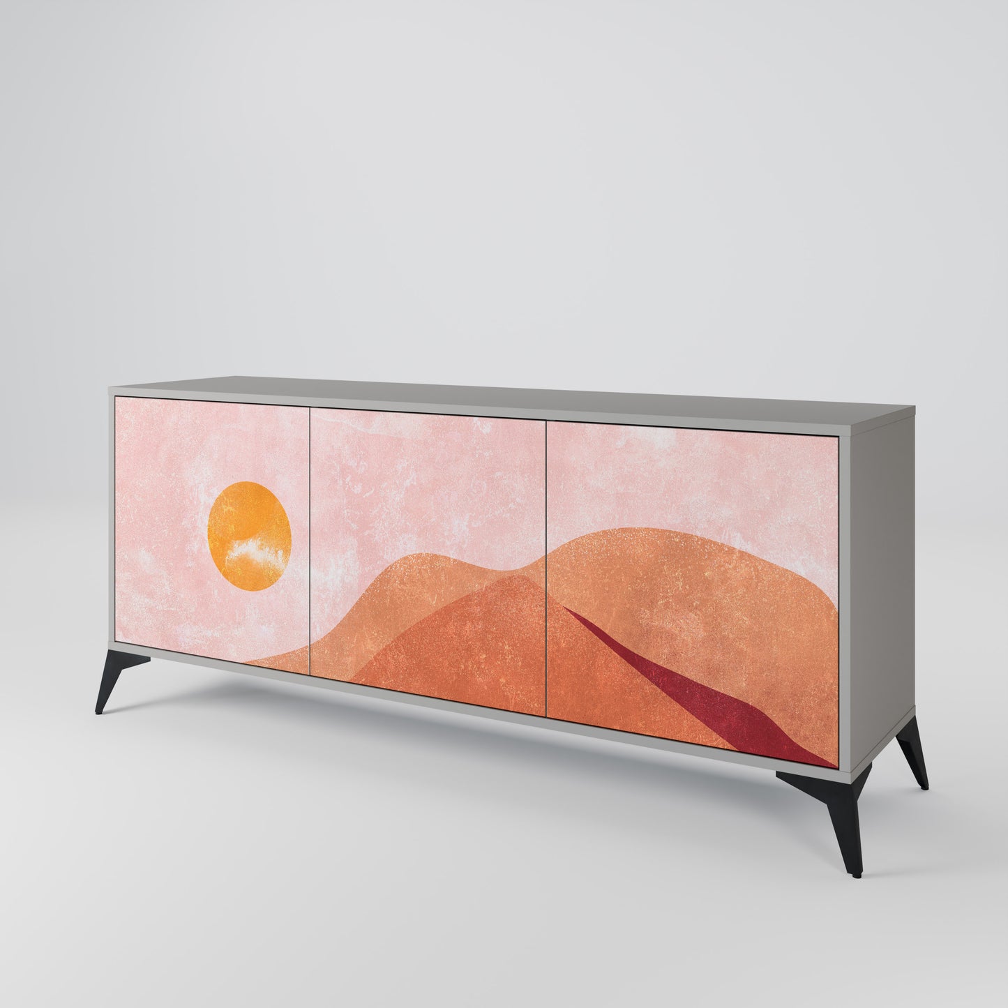 LUMINOUS SUNLIGHT 3-Door Sideboard in Grey Finish