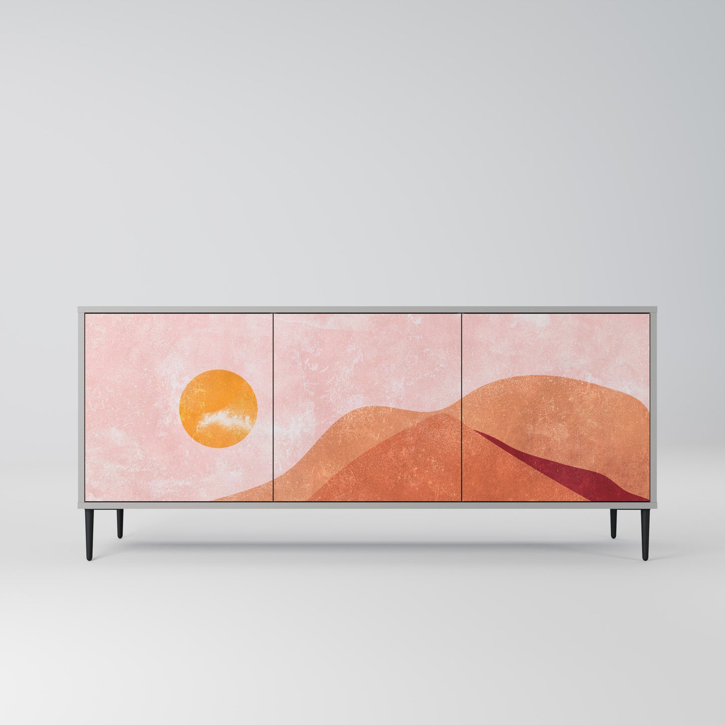 LUMINOUS SUNLIGHT 3-Door Sideboard in Grey Finish