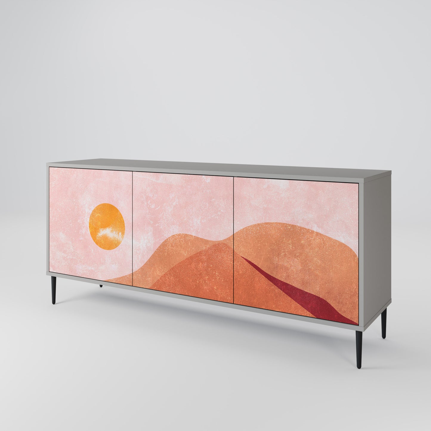 LUMINOUS SUNLIGHT 3-Door Sideboard in Grey Finish
