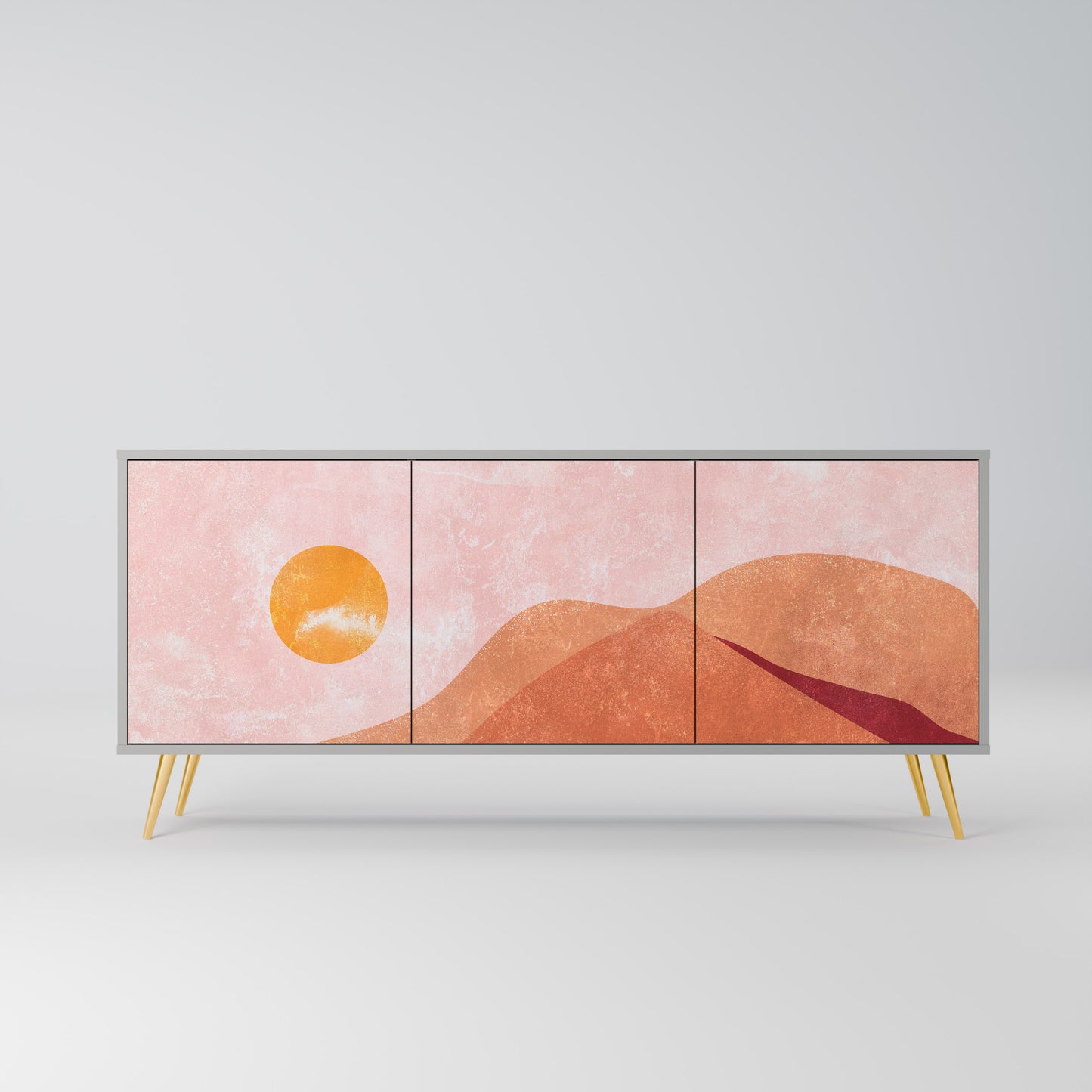LUMINOUS SUNLIGHT 3-Door Sideboard in Grey Finish