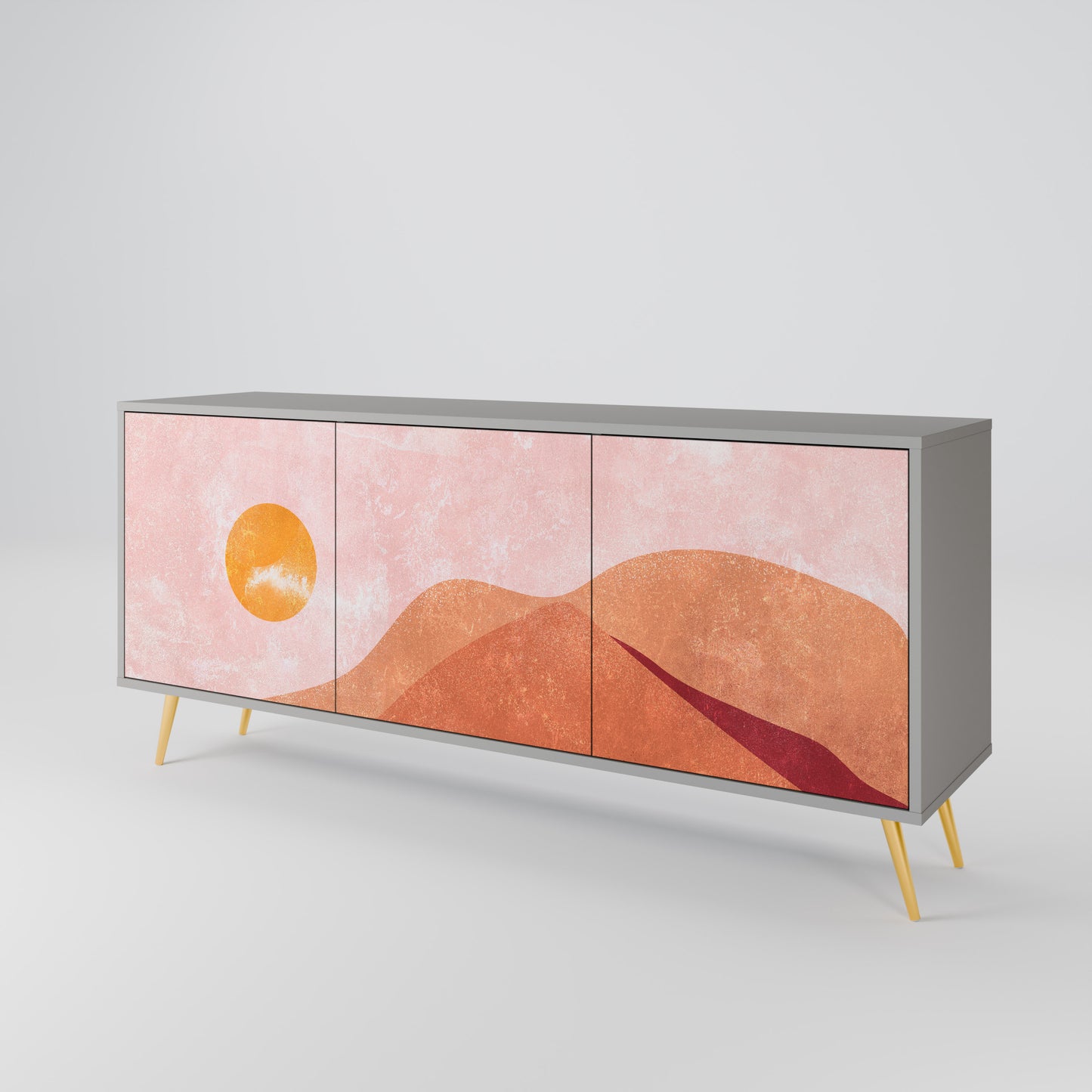 LUMINOUS SUNLIGHT 3-Door Sideboard in Grey Finish