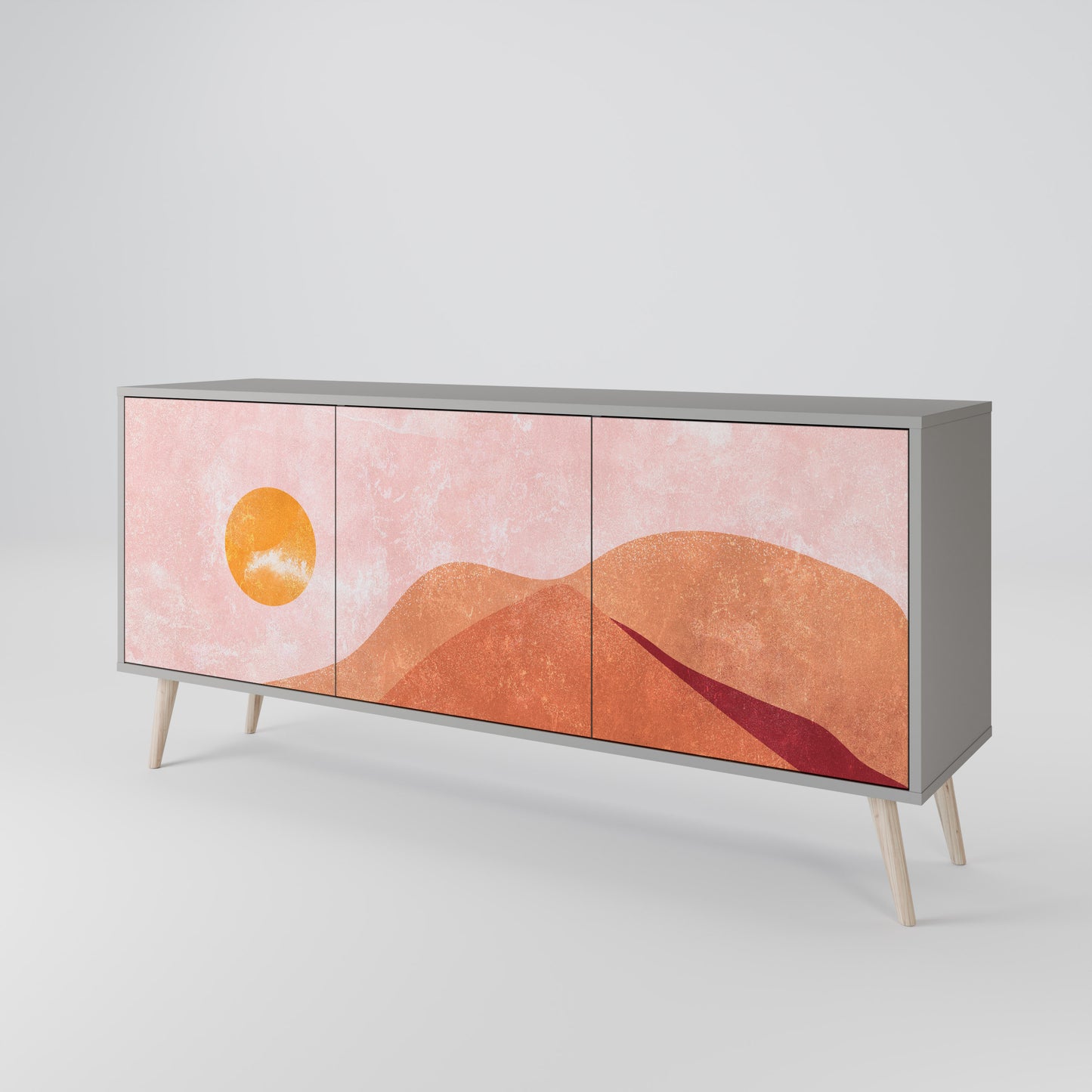 LUMINOUS SUNLIGHT 3-Door Sideboard in Grey Finish