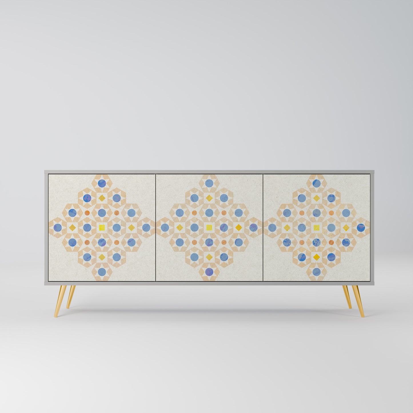 PATTERNED PRISM 3-Door Sideboard in Grey Finish