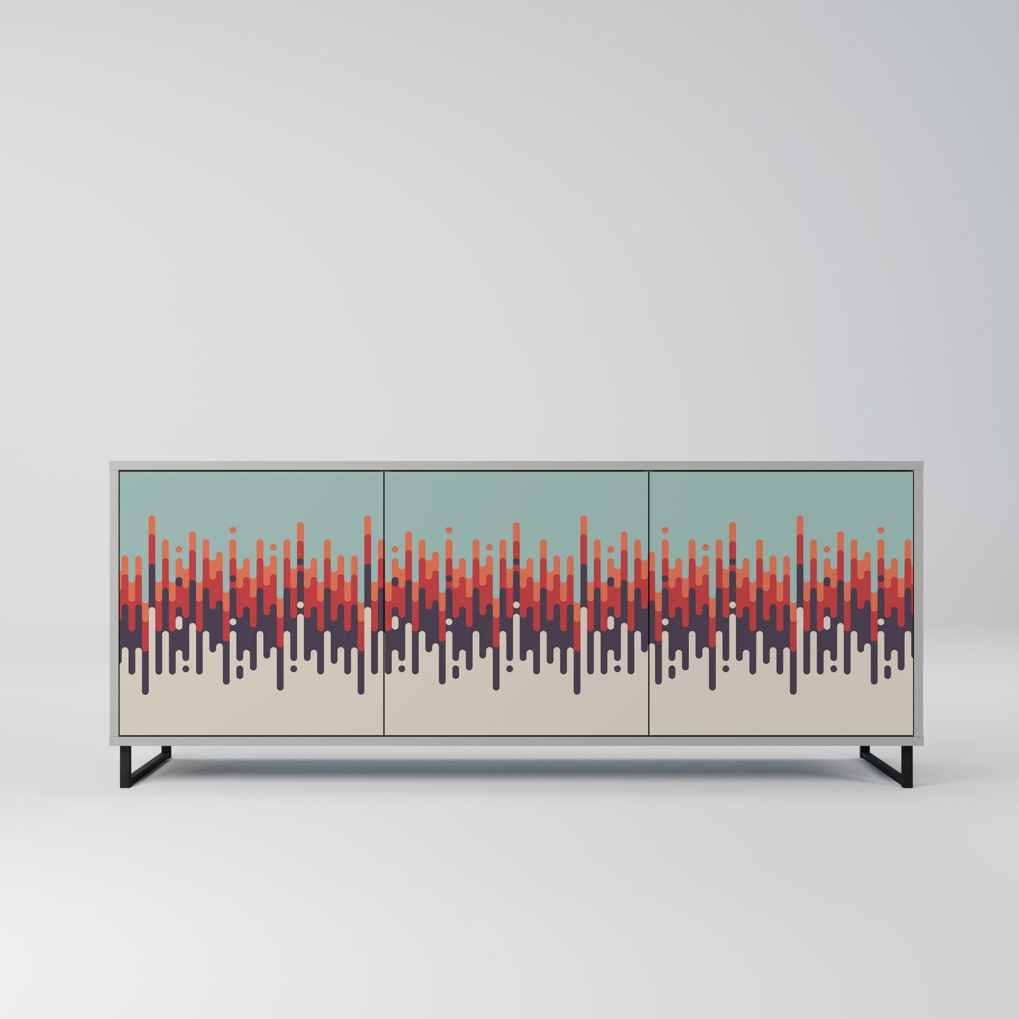 CHROMA CONTOURS 3-Door Sideboard in Grey Finish