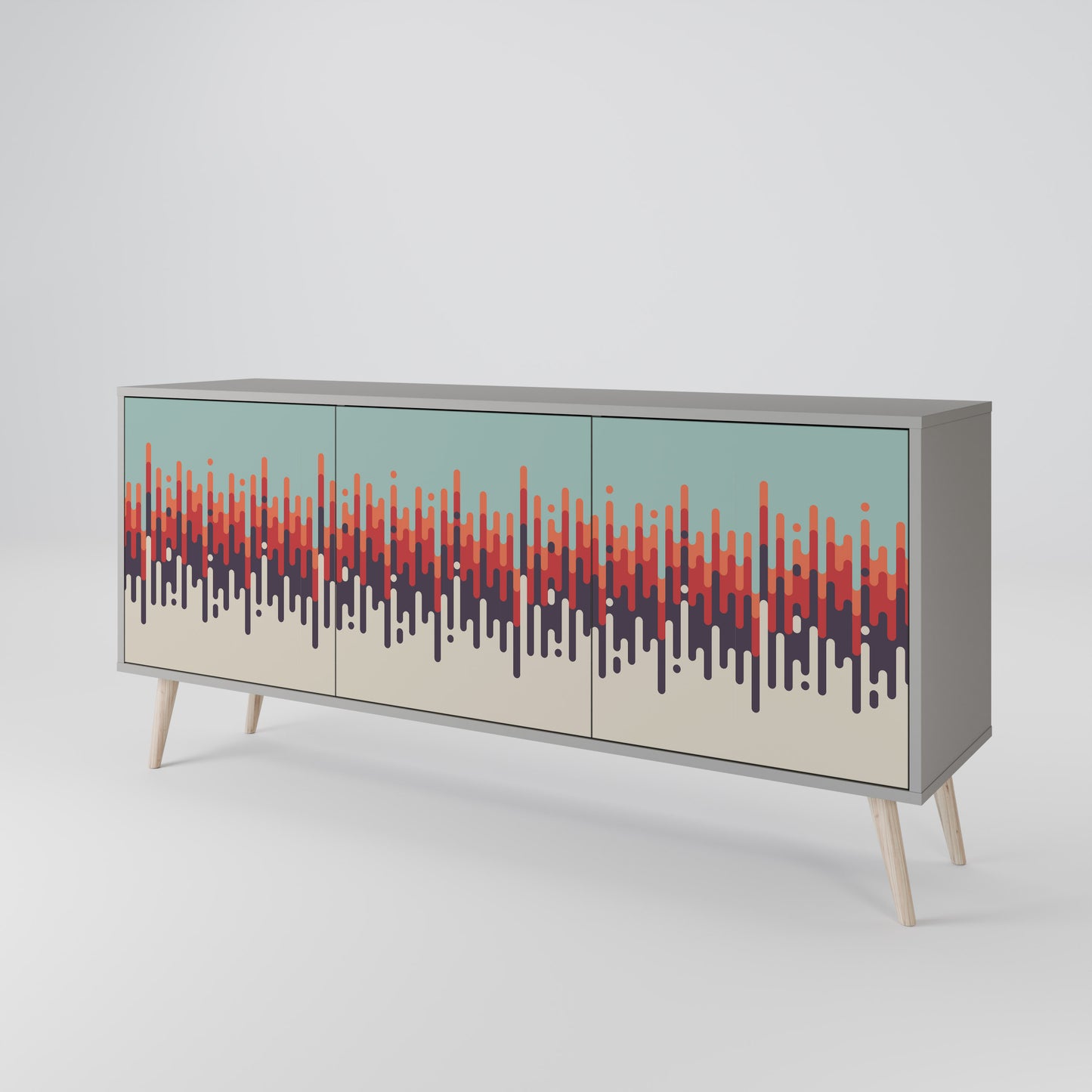 CHROMA CONTOURS 3-Door Sideboard in Grey Finish