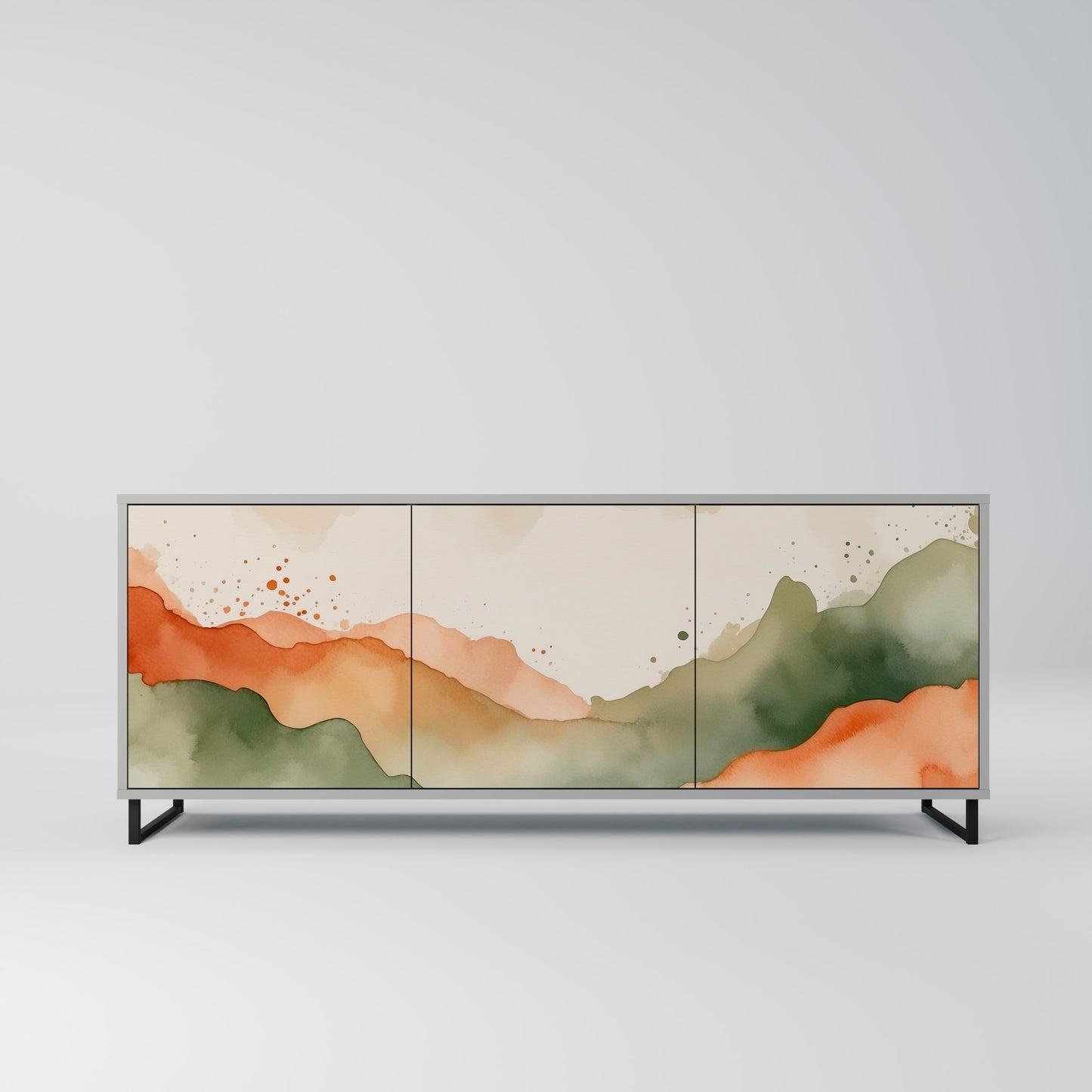 WATERCOLOUR PEAKS 3-Door Sideboard in Grey Finish