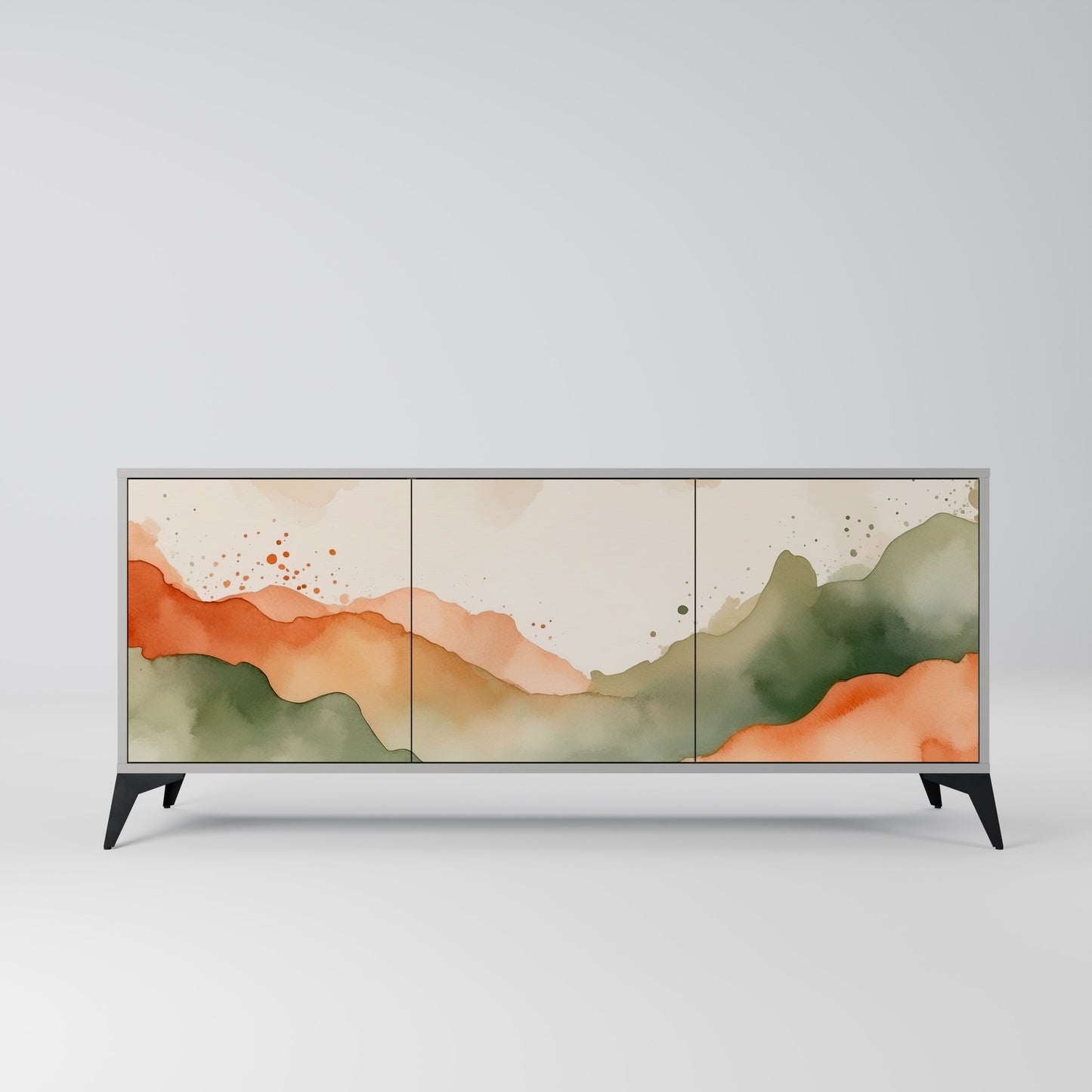 WATERCOLOUR PEAKS 3-Door Sideboard in Grey Finish
