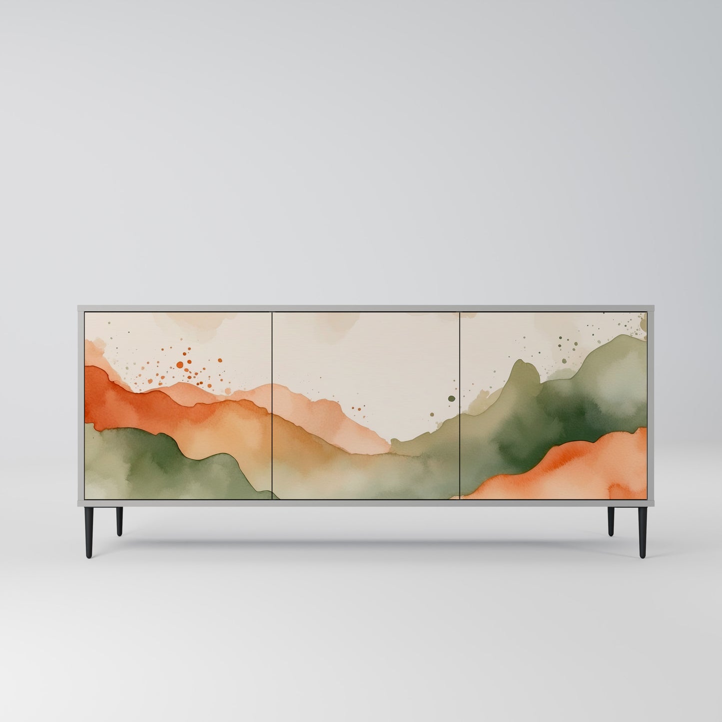 WATERCOLOUR PEAKS 3-Door Sideboard in Grey Finish