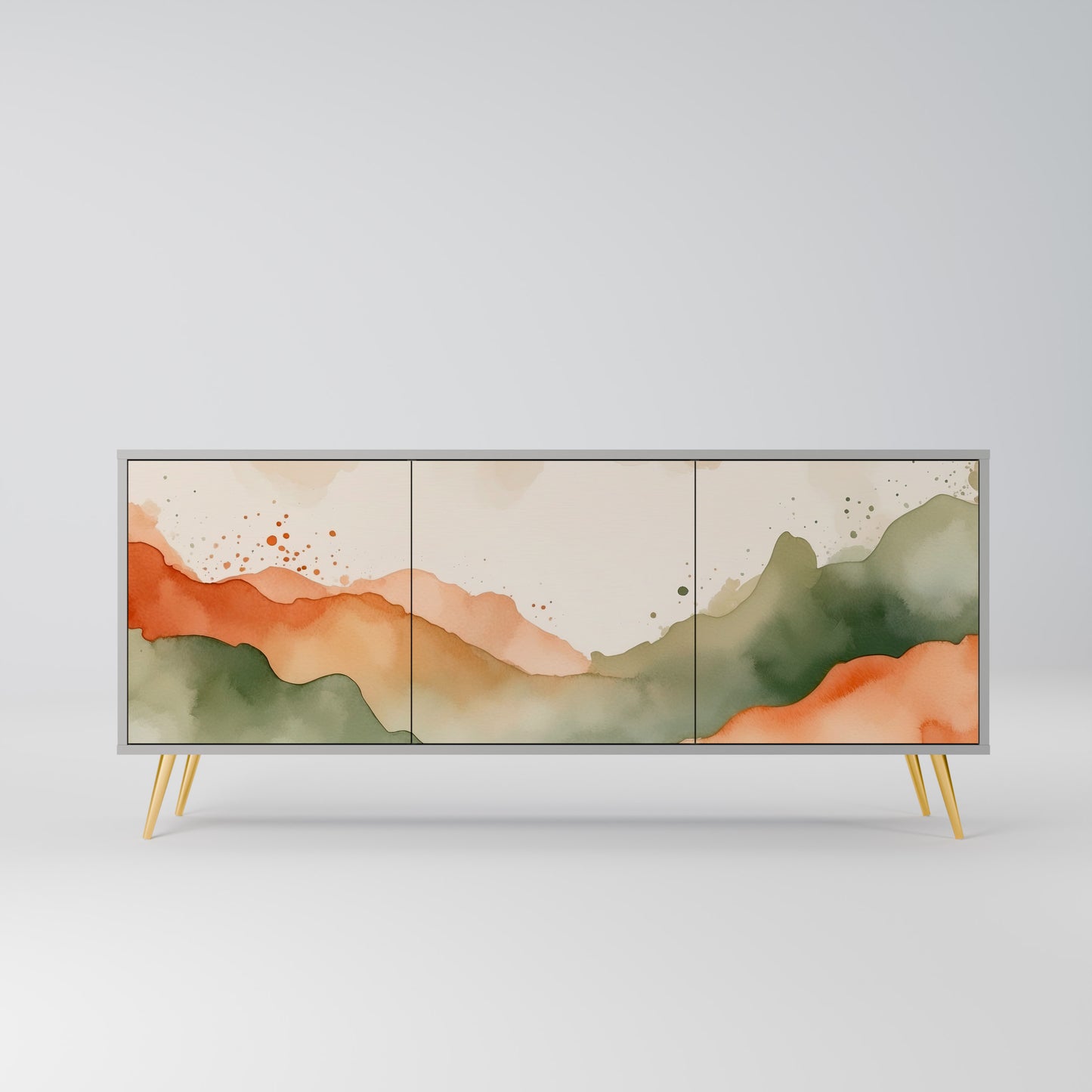 WATERCOLOUR PEAKS 3-Door Sideboard in Grey Finish