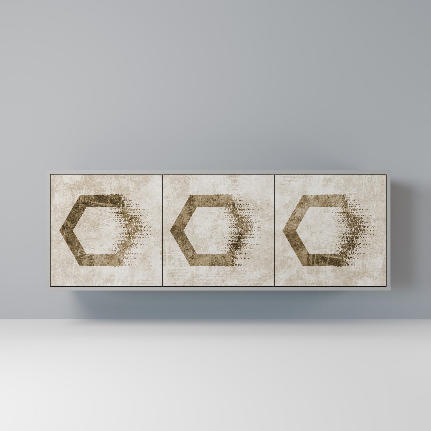 HEXAGONAL SHAPES 3-Door Sideboard in Grey Finish