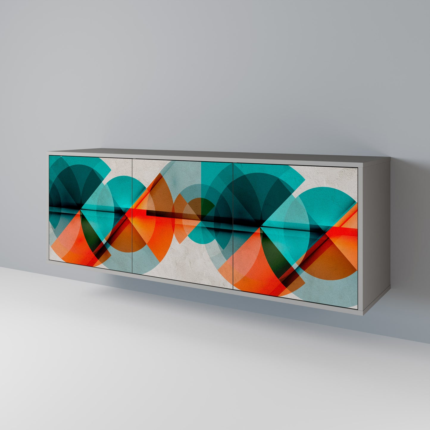 CIRCULAR RHAPSODY 3-Door Sideboard in Grey Finish