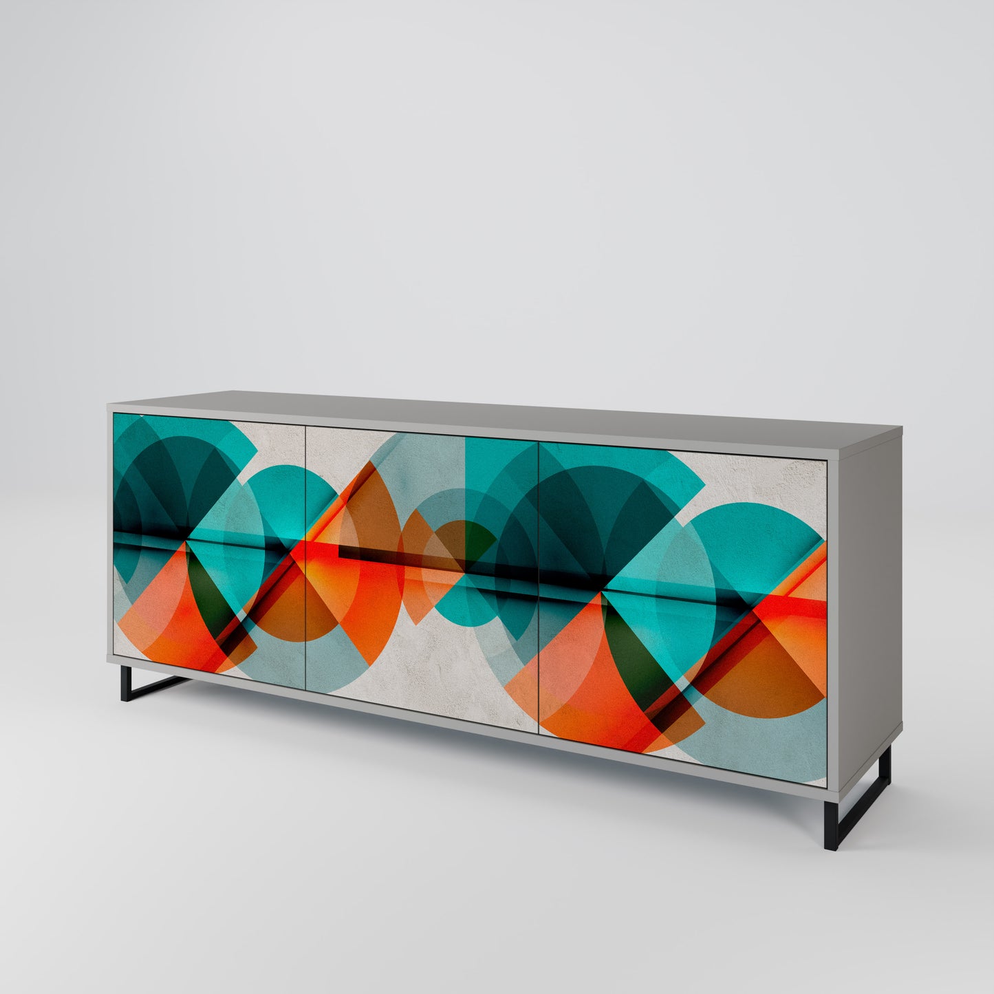 CIRCULAR RHAPSODY 3-Door Sideboard in Grey Finish