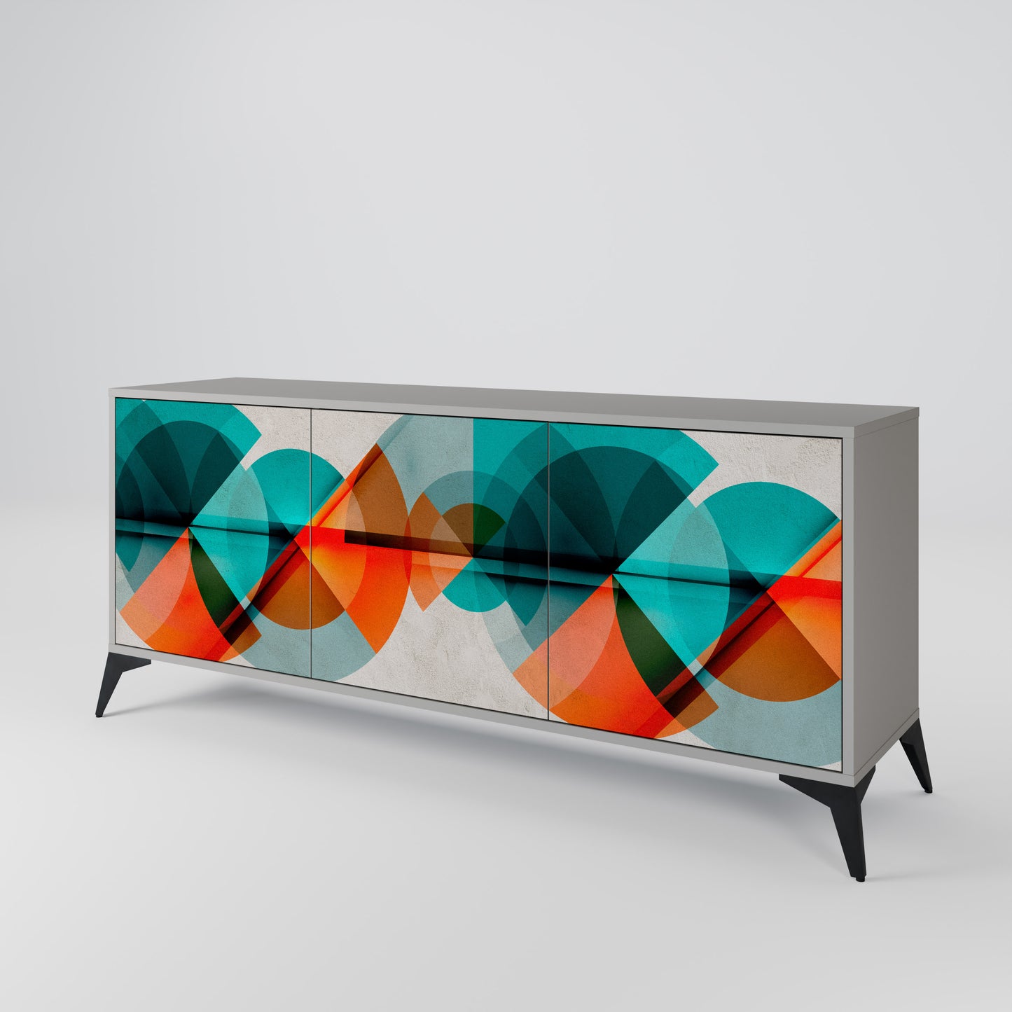 CIRCULAR RHAPSODY 3-Door Sideboard in Grey Finish