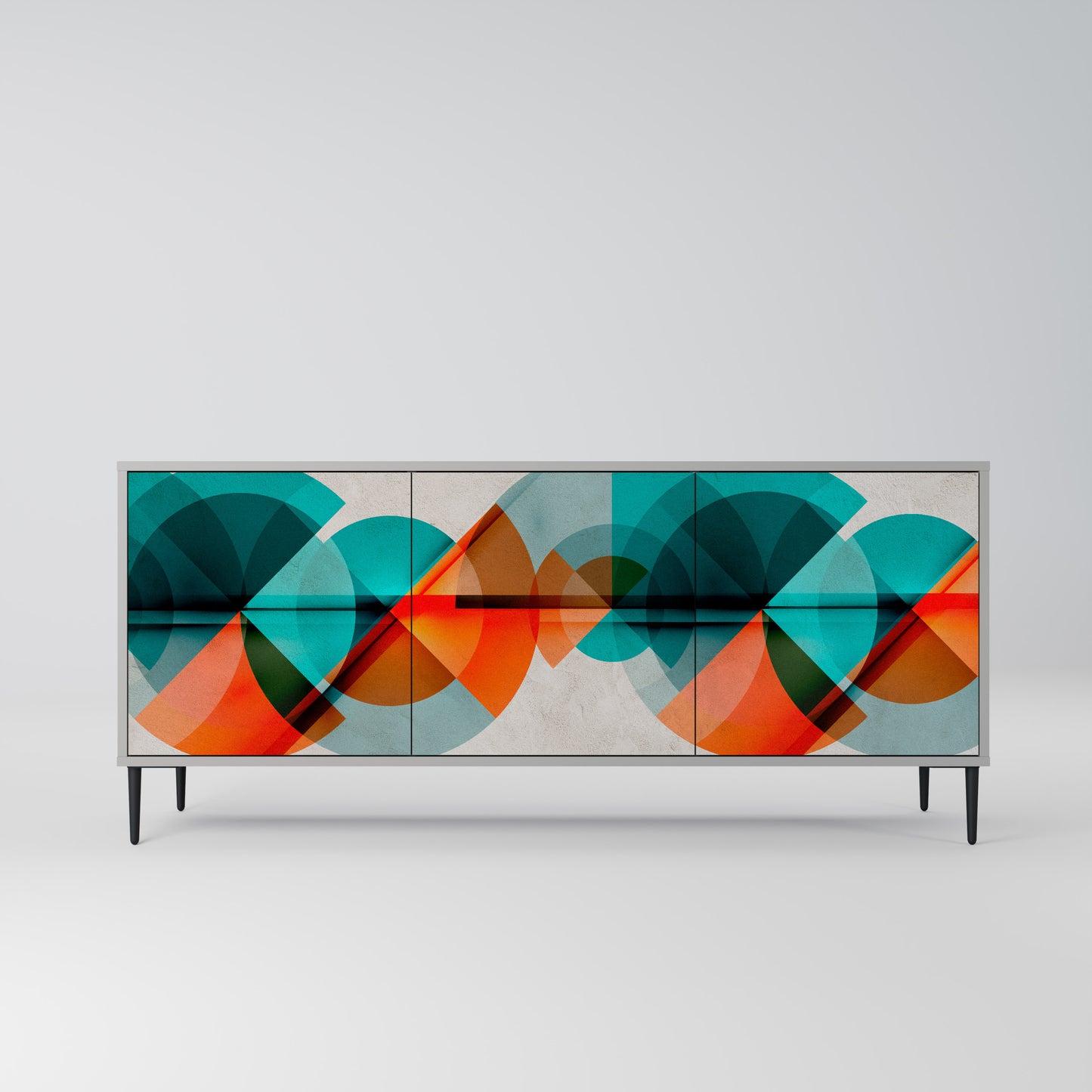 CIRCULAR RHAPSODY 3-Door Sideboard in Grey Finish