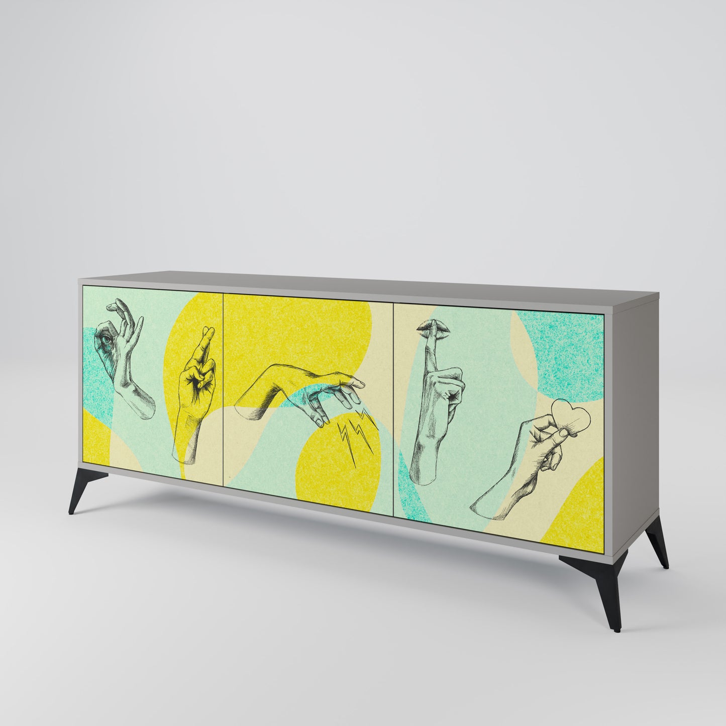 BODY LANGUAGE 3-Door Sideboard in Grey Finish