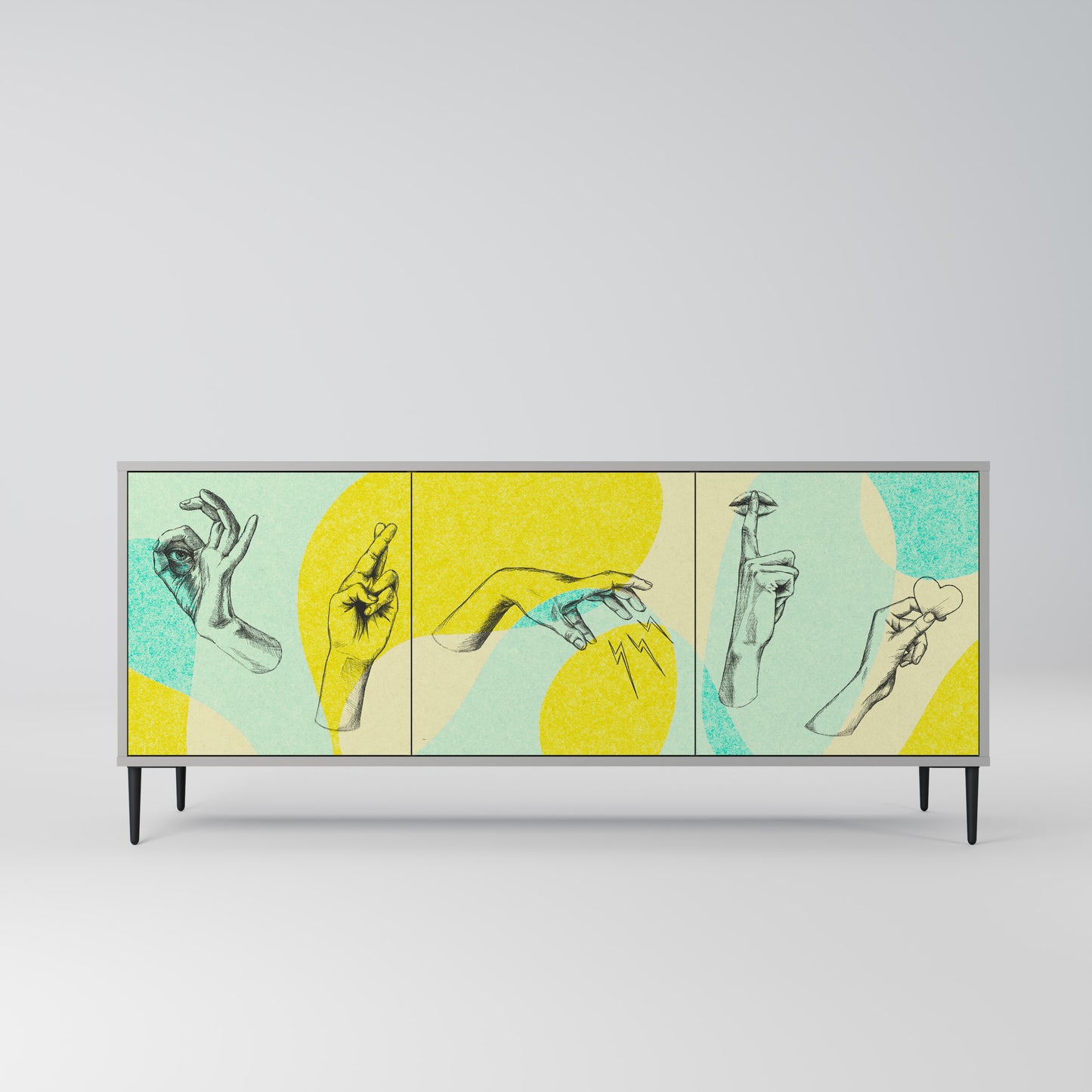 BODY LANGUAGE 3-Door Sideboard in Grey Finish