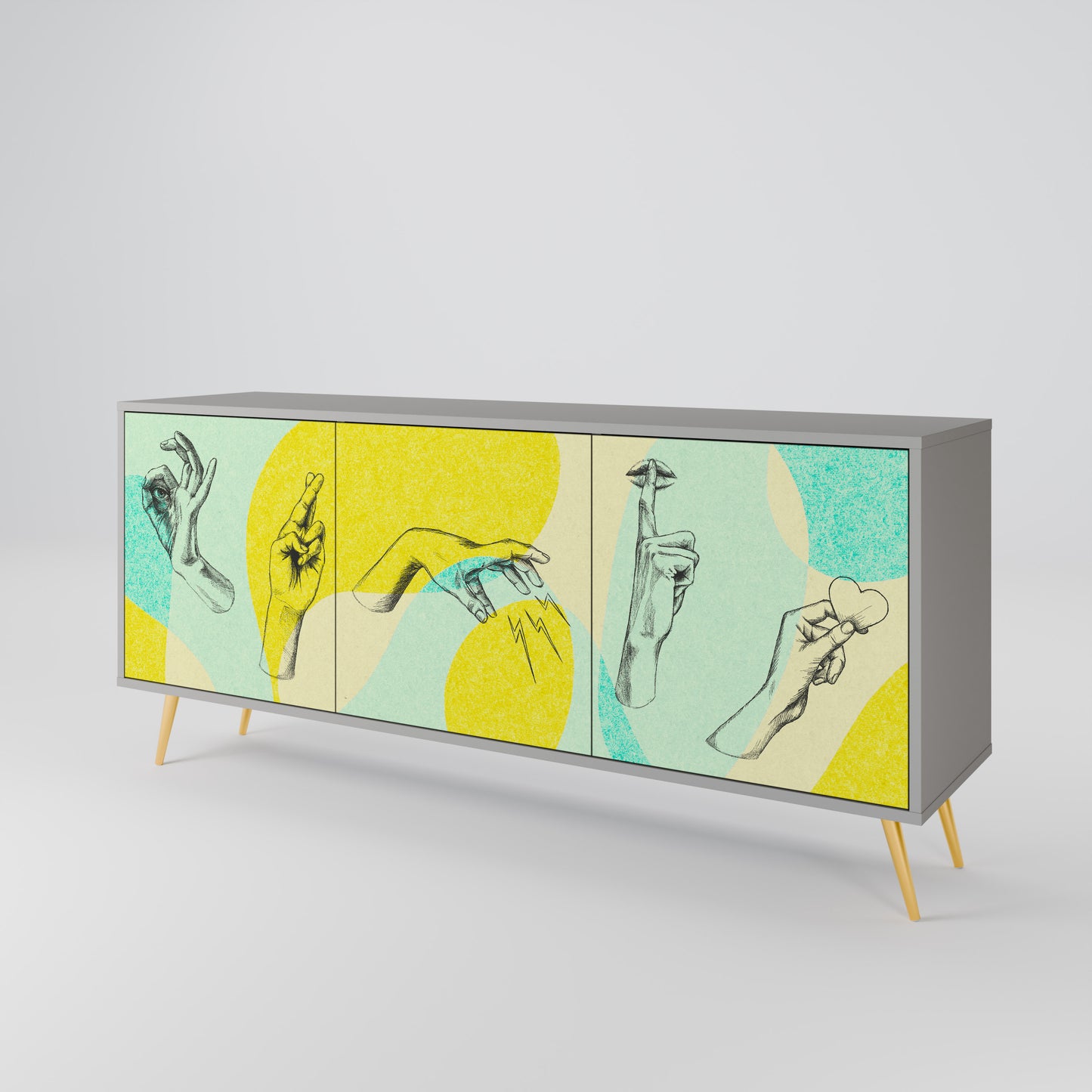 BODY LANGUAGE 3-Door Sideboard in Grey Finish