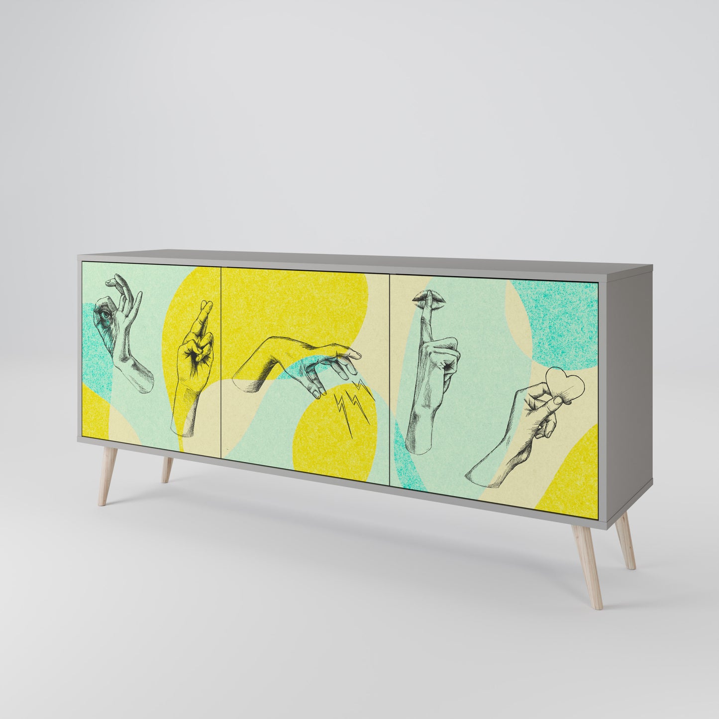 BODY LANGUAGE 3-Door Sideboard in Grey Finish