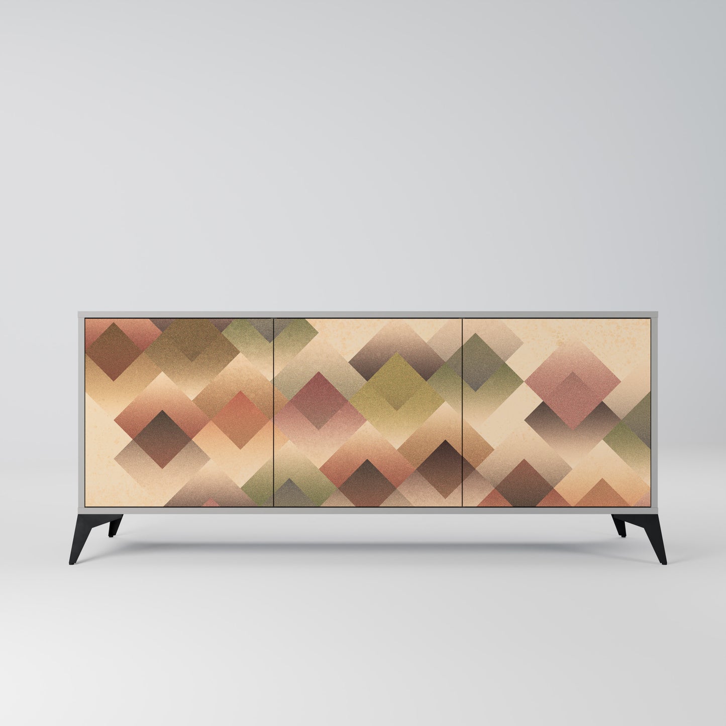 GEOMETRIC FUSION 3-Door Sideboard in Grey Finish
