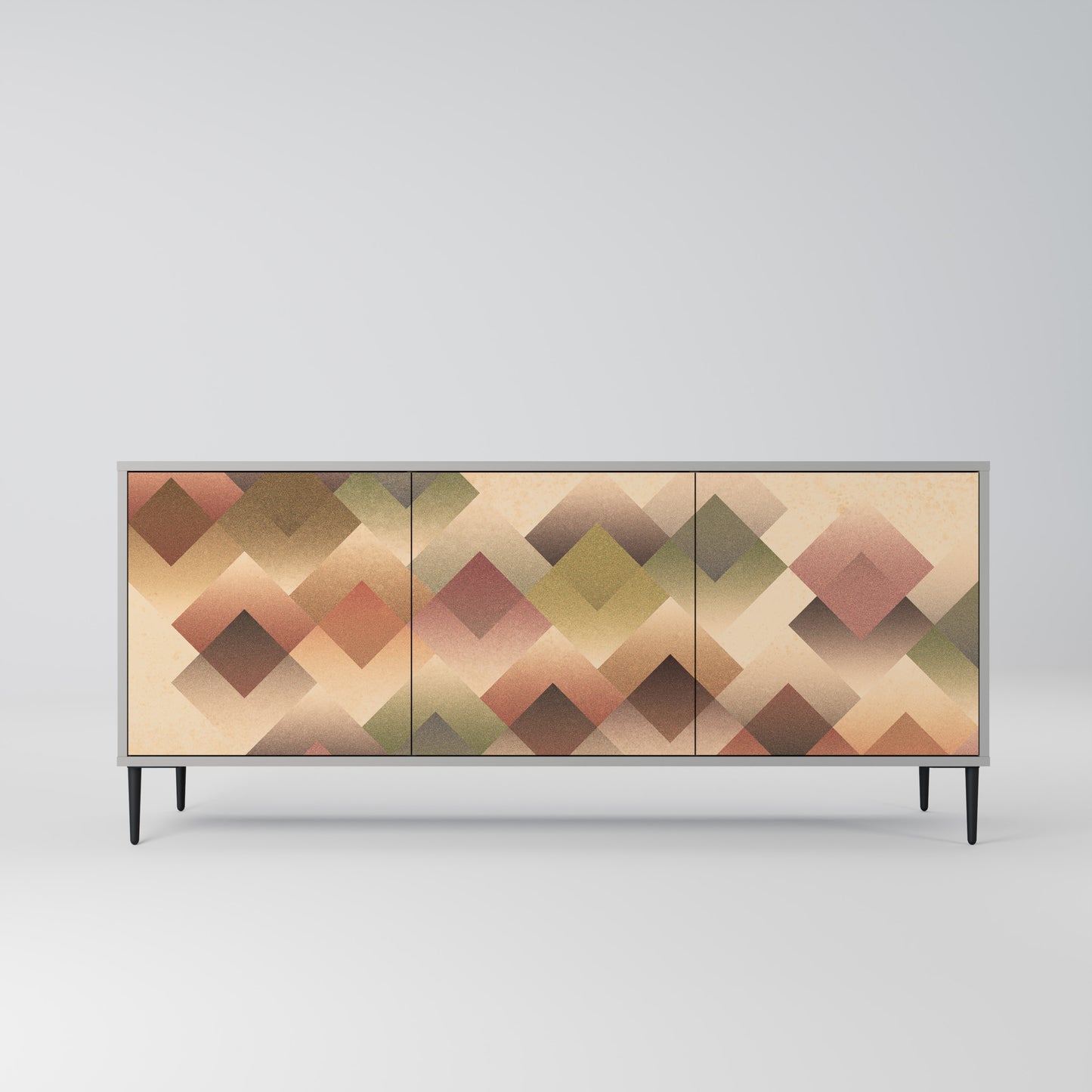 GEOMETRIC FUSION 3-Door Sideboard in Grey Finish