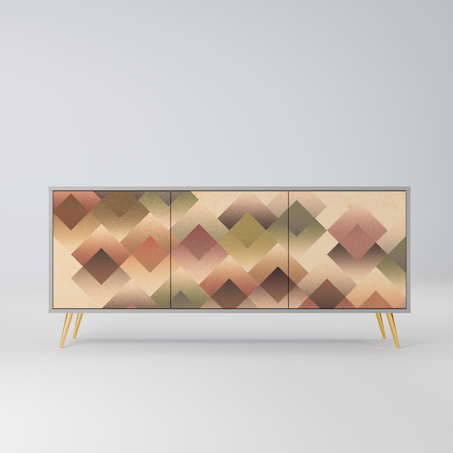GEOMETRIC FUSION 3-Door Sideboard in Grey Finish