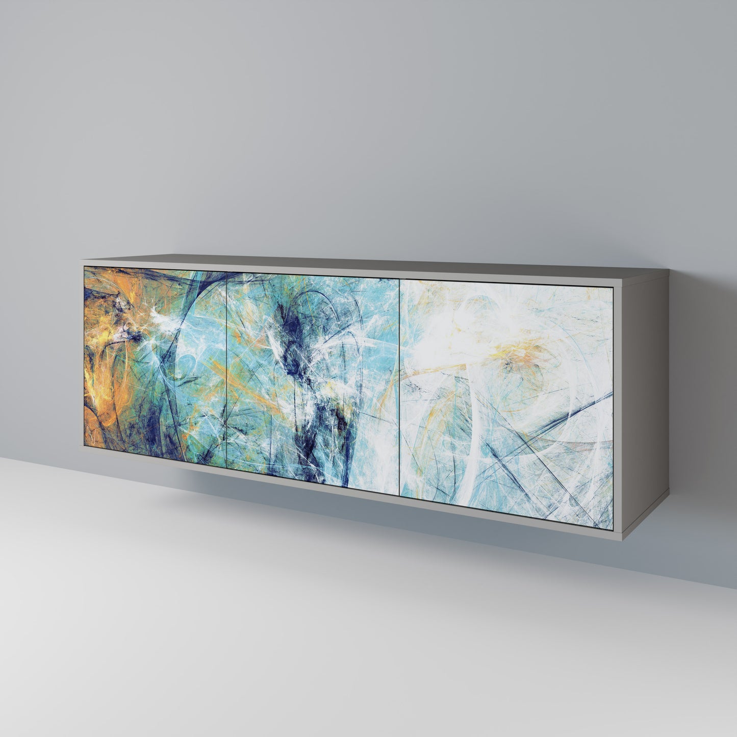 ABSTRACT THOUGHTS 3-Door Sideboard in Grey Finish