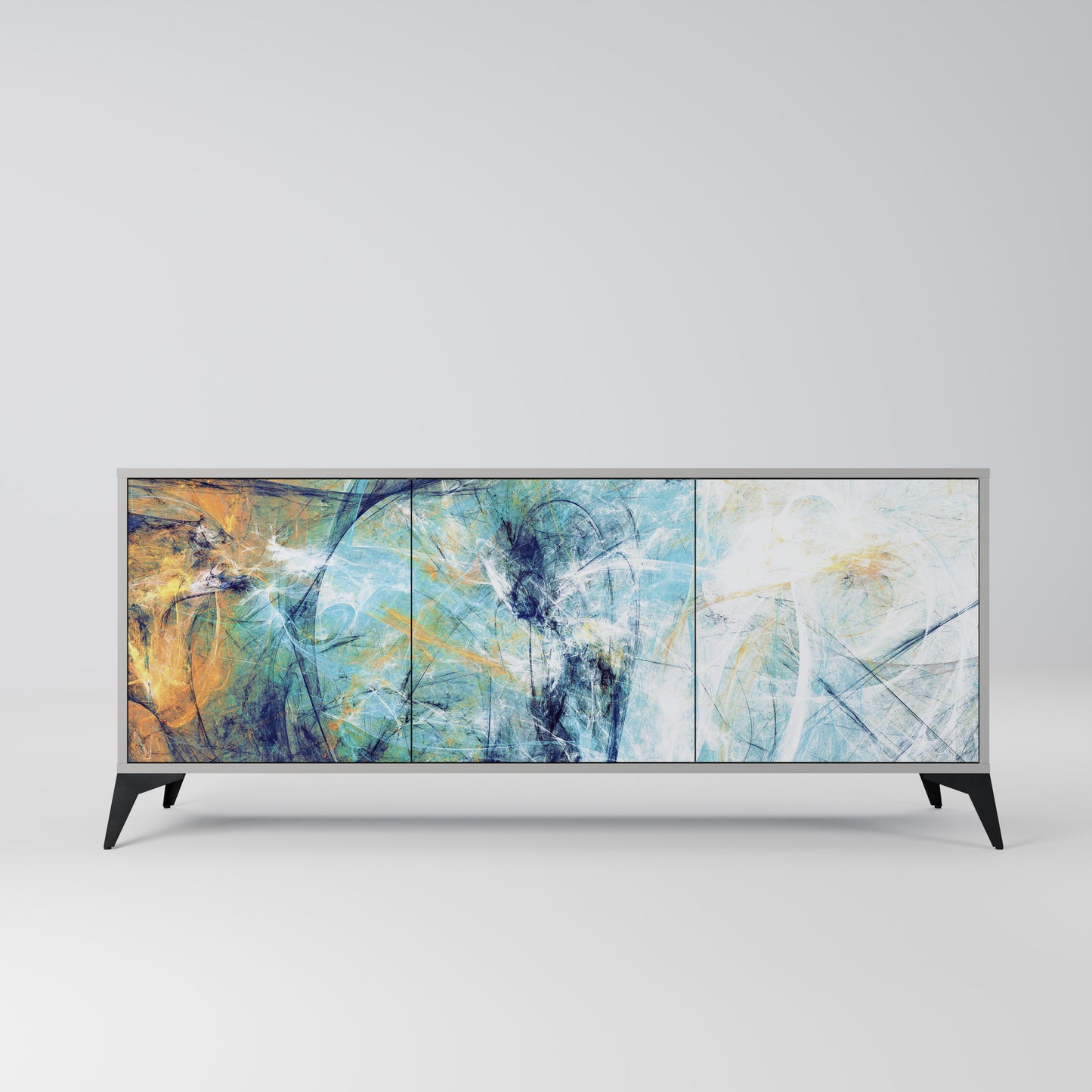 ABSTRACT THOUGHTS 3-Door Sideboard in Grey Finish