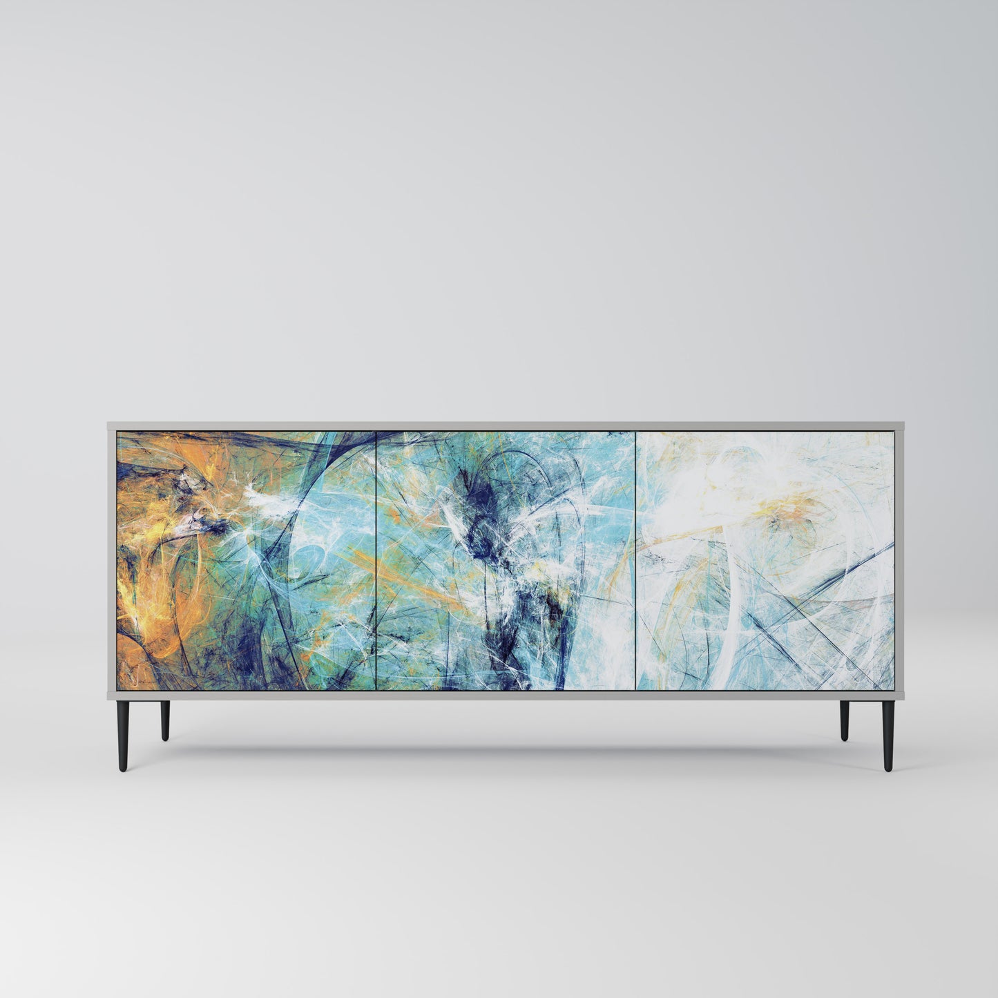ABSTRACT THOUGHTS 3-Door Sideboard in Grey Finish