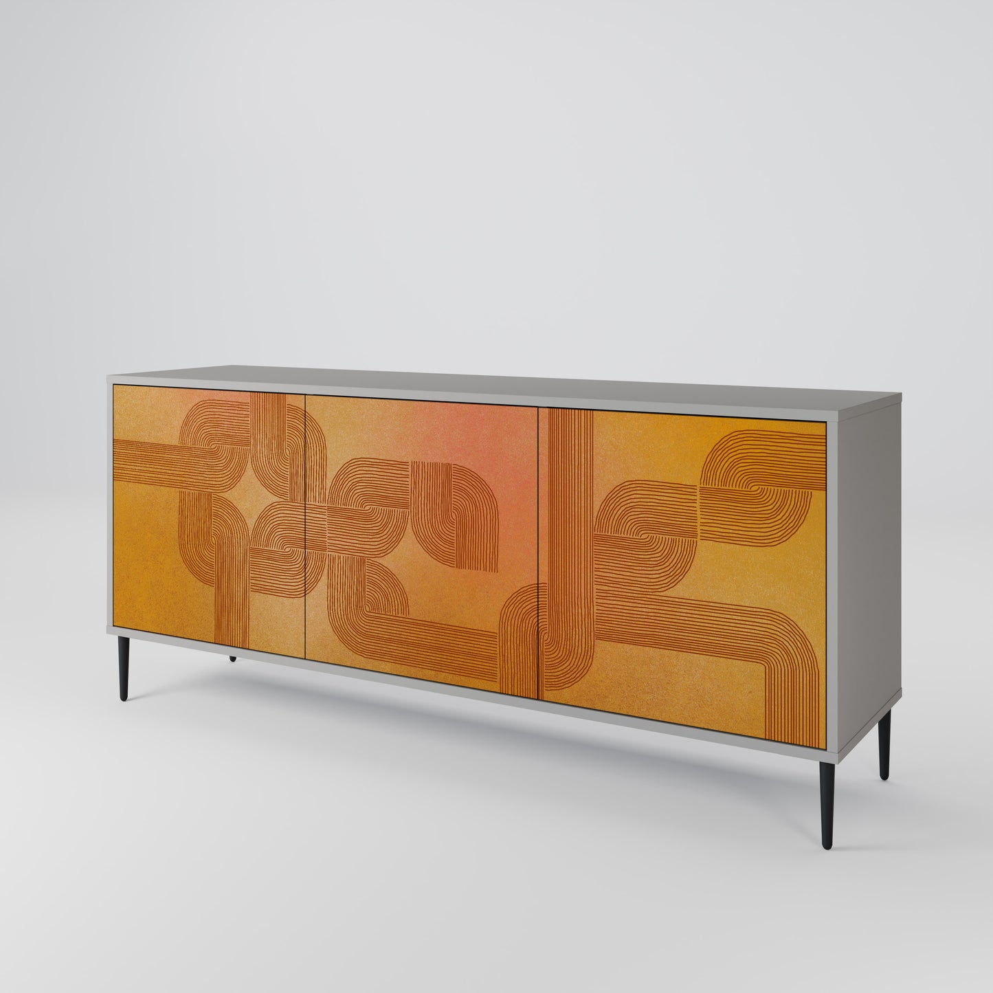 STRENGTHENING RELATION 3-Door Sideboard in Grey Finish