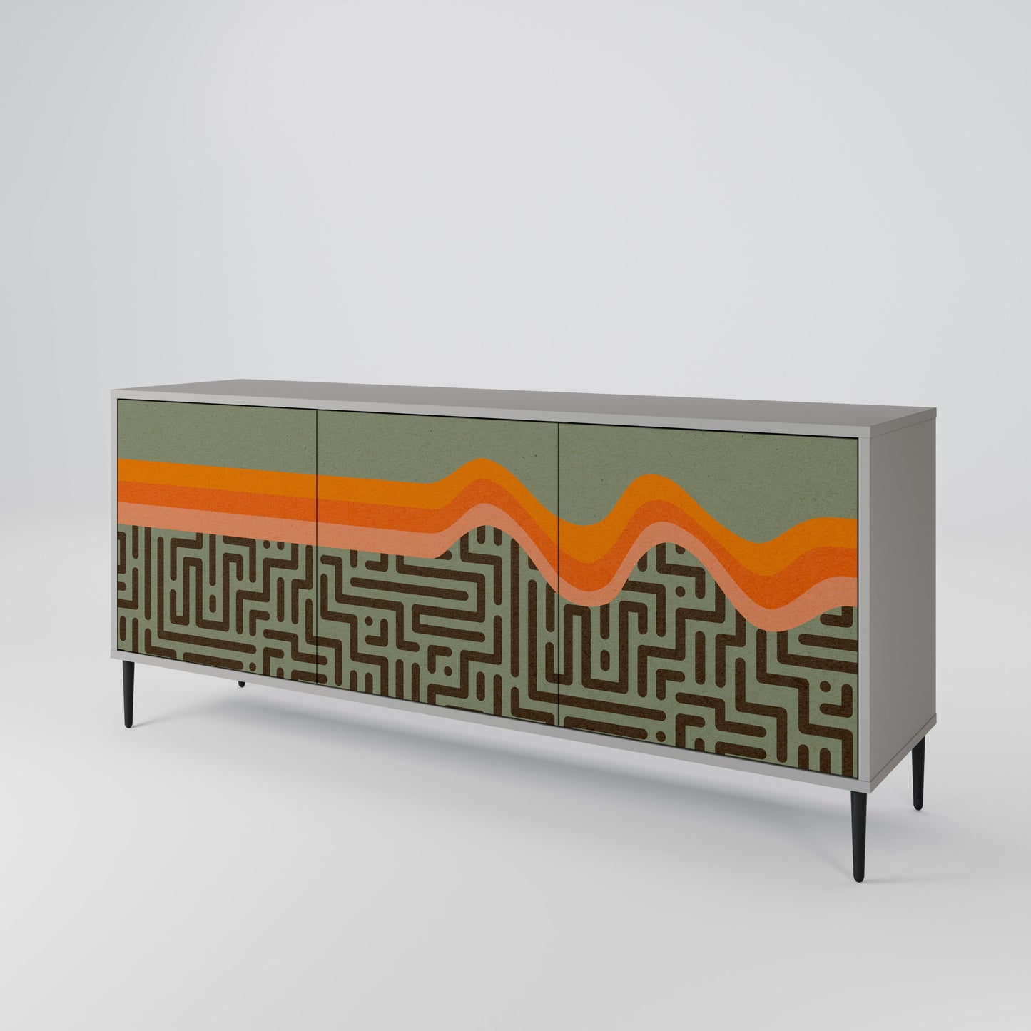 SIMPLE SOLUTIONS 3-Door Sideboard in Grey Finish